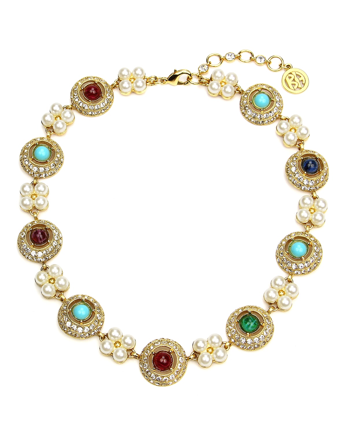 24k Gold-Plated Multistone Pearly Necklace