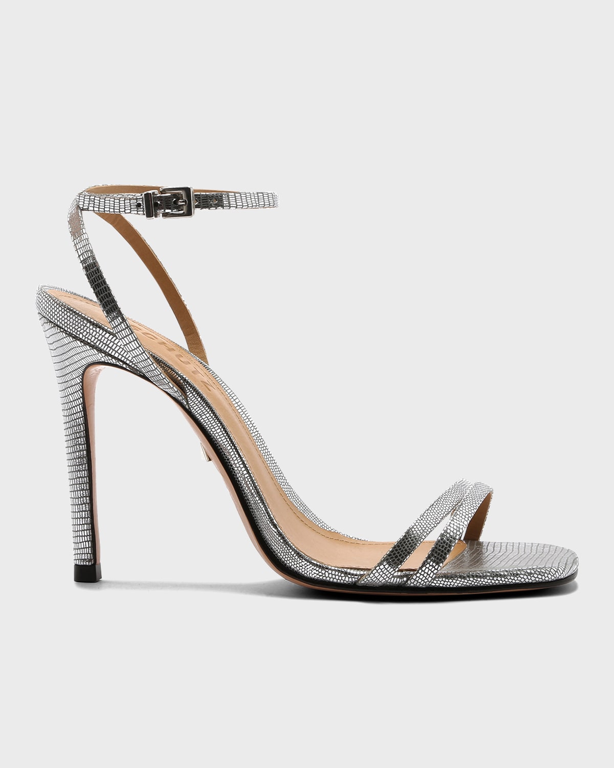 Shop Schutz Altina Strappy Metallic Leather Sandals In Prata