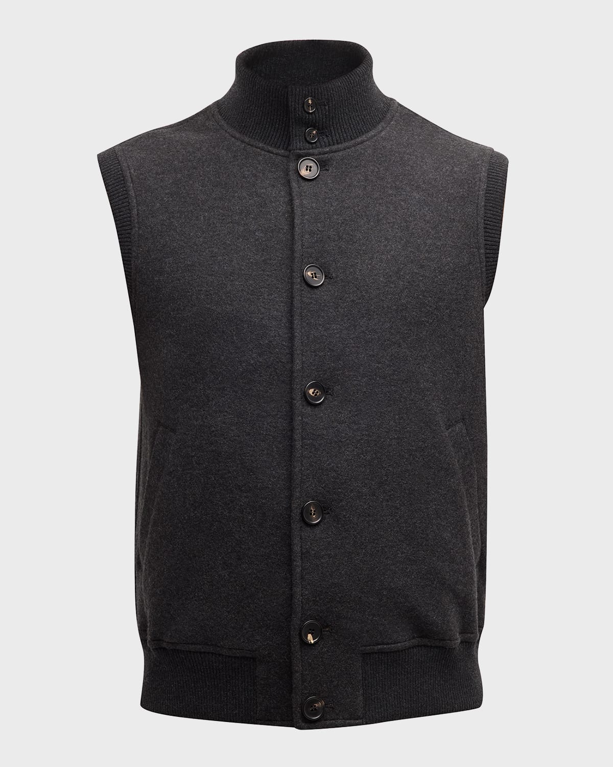 Loro Piana Men's Cashmere Button-up Vest In B3m8 Black-grey M