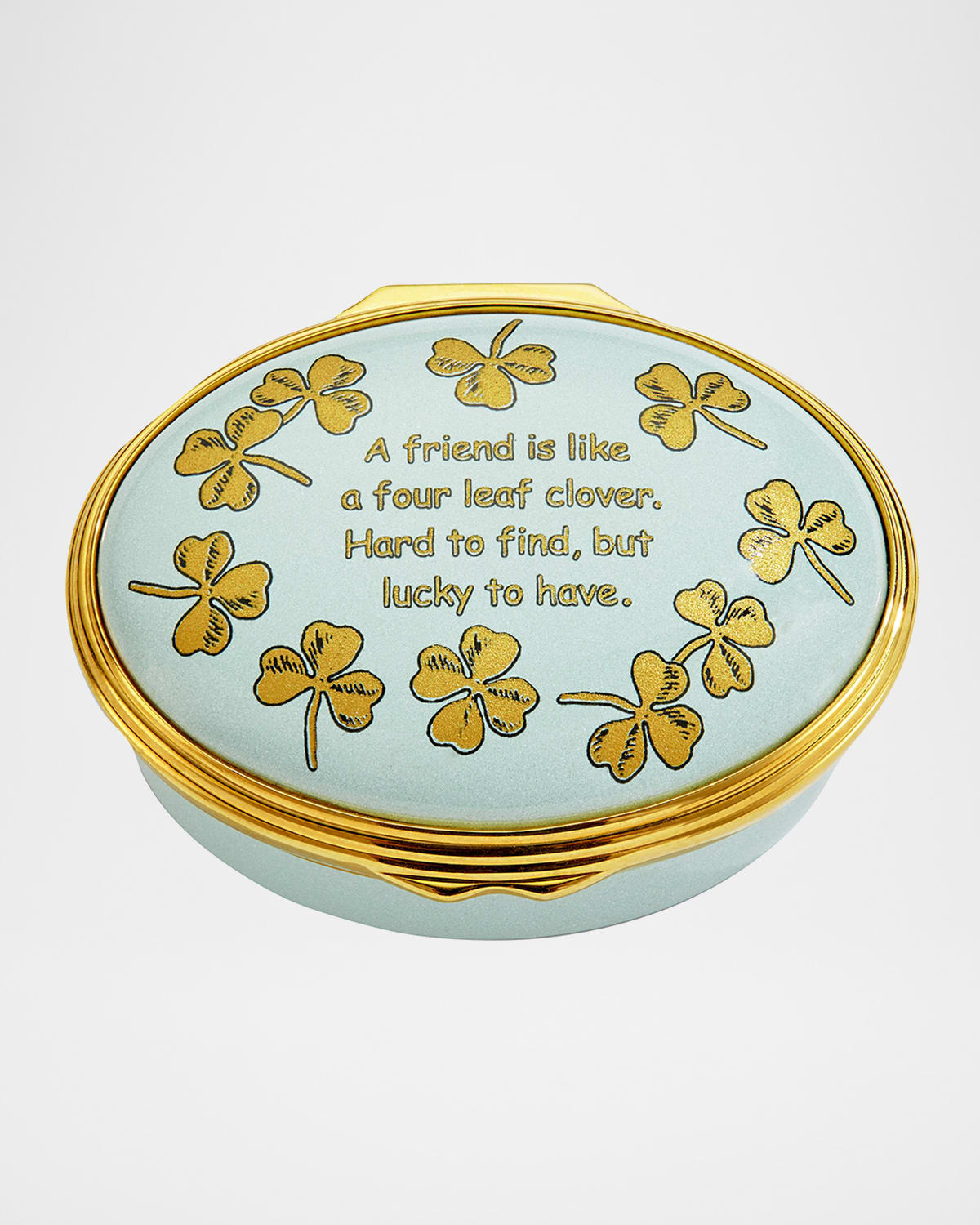 Halcyon Days Four Leaf Clover Enamel Box In Green