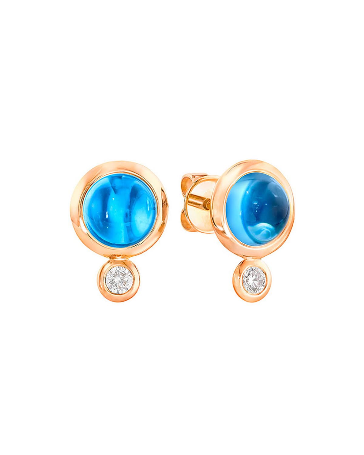 Bouton 18k Rose Gold Swiss Topaz/Diamond Post Earrings