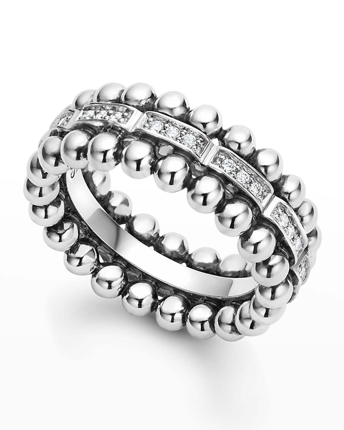 Caviar Spark Diamond Classic Band Ring, Size 6-8
