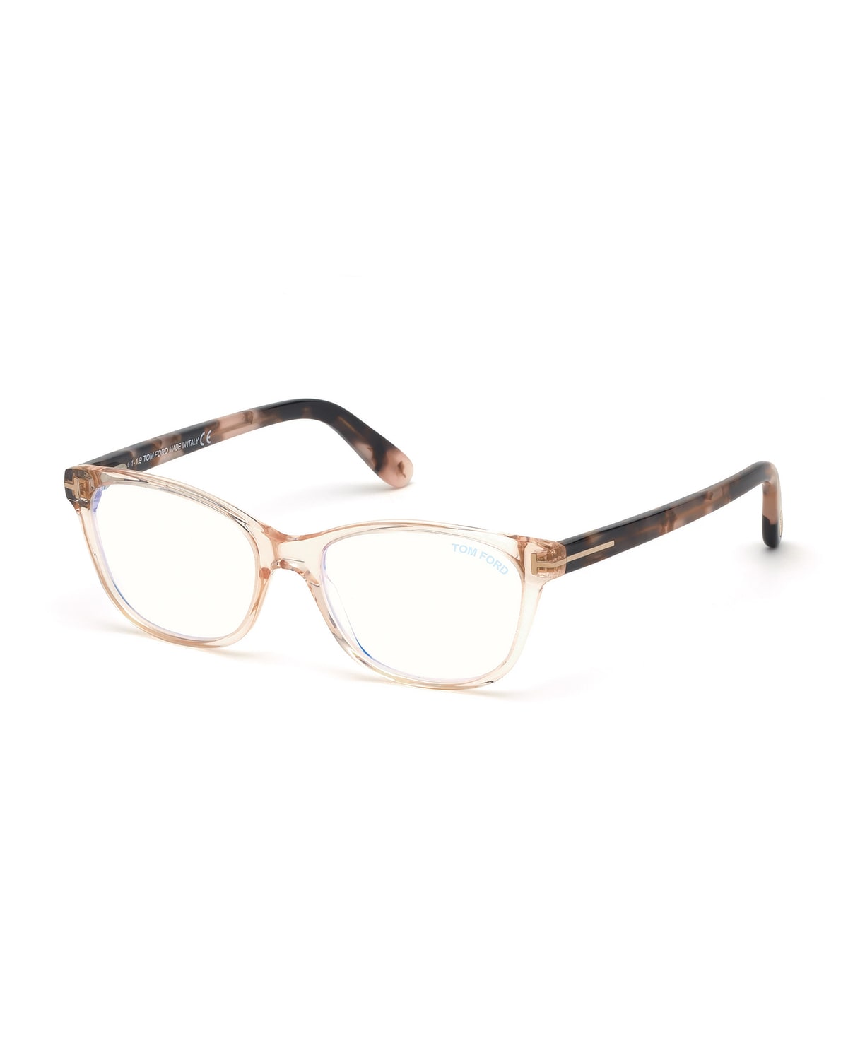 Shop Tom Ford Square Blue Block Optical Frames In Pink