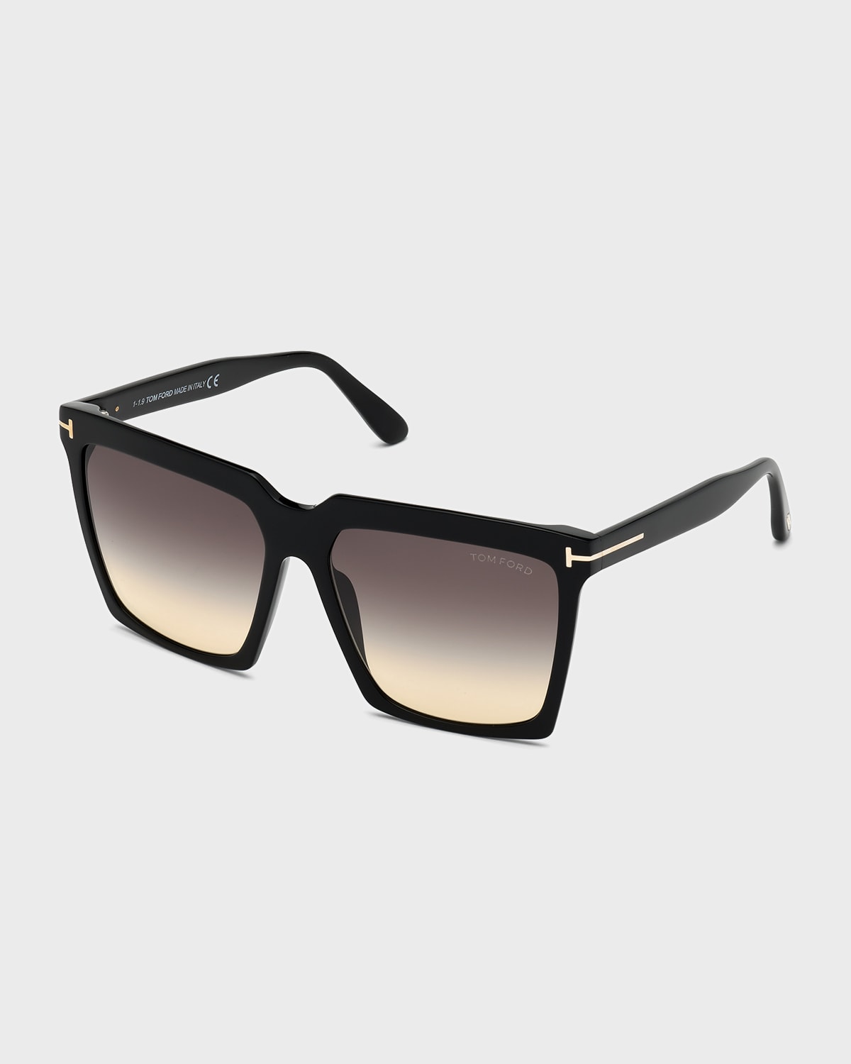 Shop Tom Ford Sabrina Square Acetate Sunglasses In Black / Gray