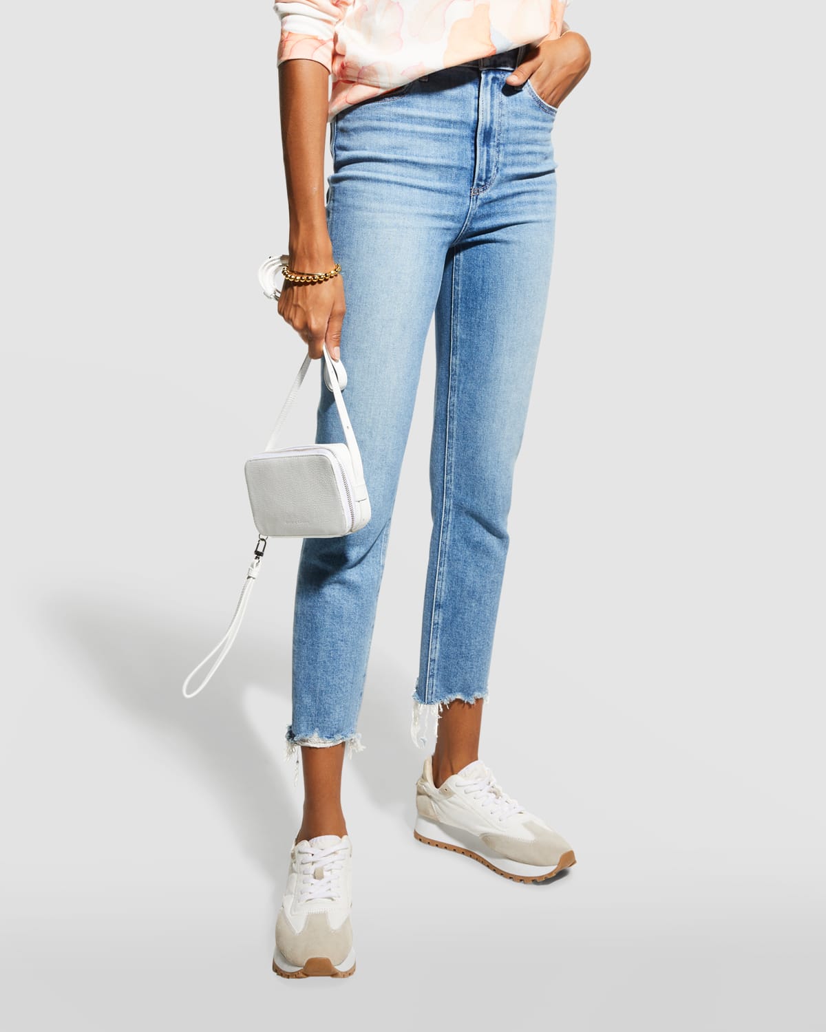 Cindy Cropped Straight Jeans with Shredded Hem