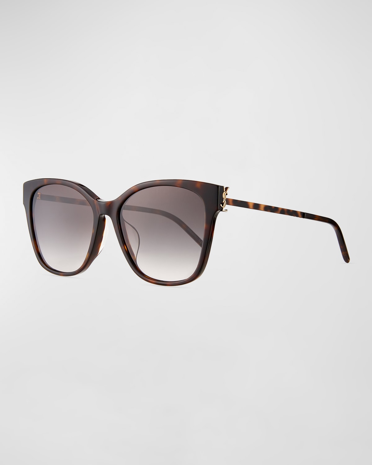 Shop Saint Laurent Square Acetate & Metal Sunglasses In Havana