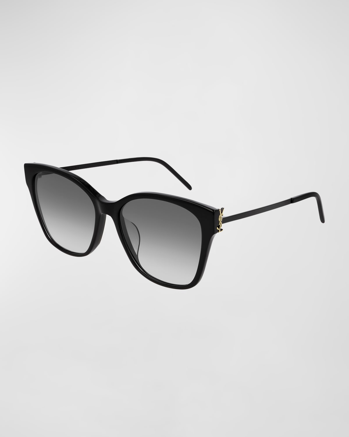 Shop Saint Laurent Square Acetate & Metal Sunglasses In Black