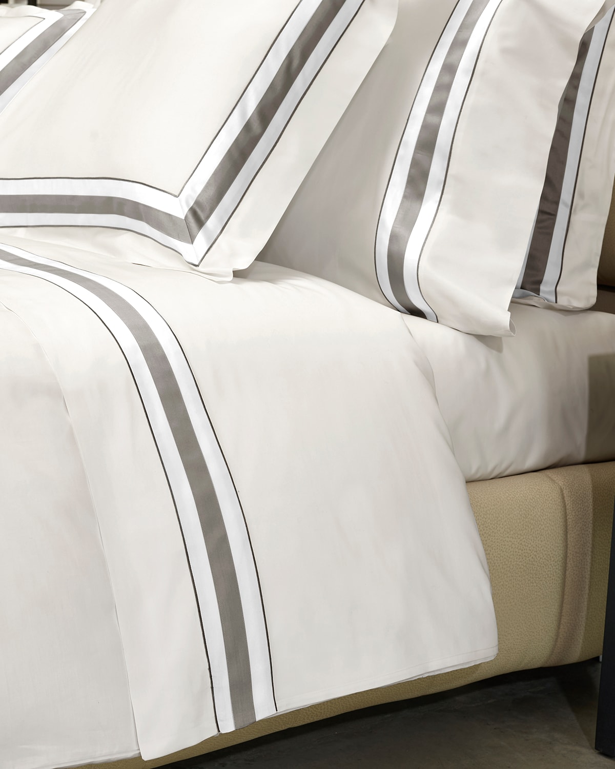 Signoria Firenze Dimora King Flat Sheet In Pearl/lead Grey