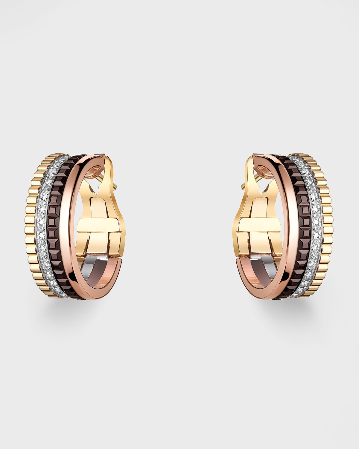 Quatre Classique Hoop Earrings with Brown PVD