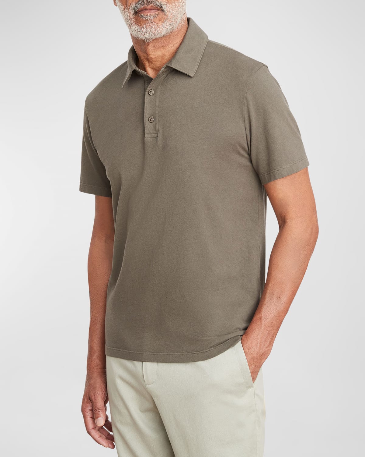 Vince Men's Garment-dyed Polo Shirt In Washed Cypress