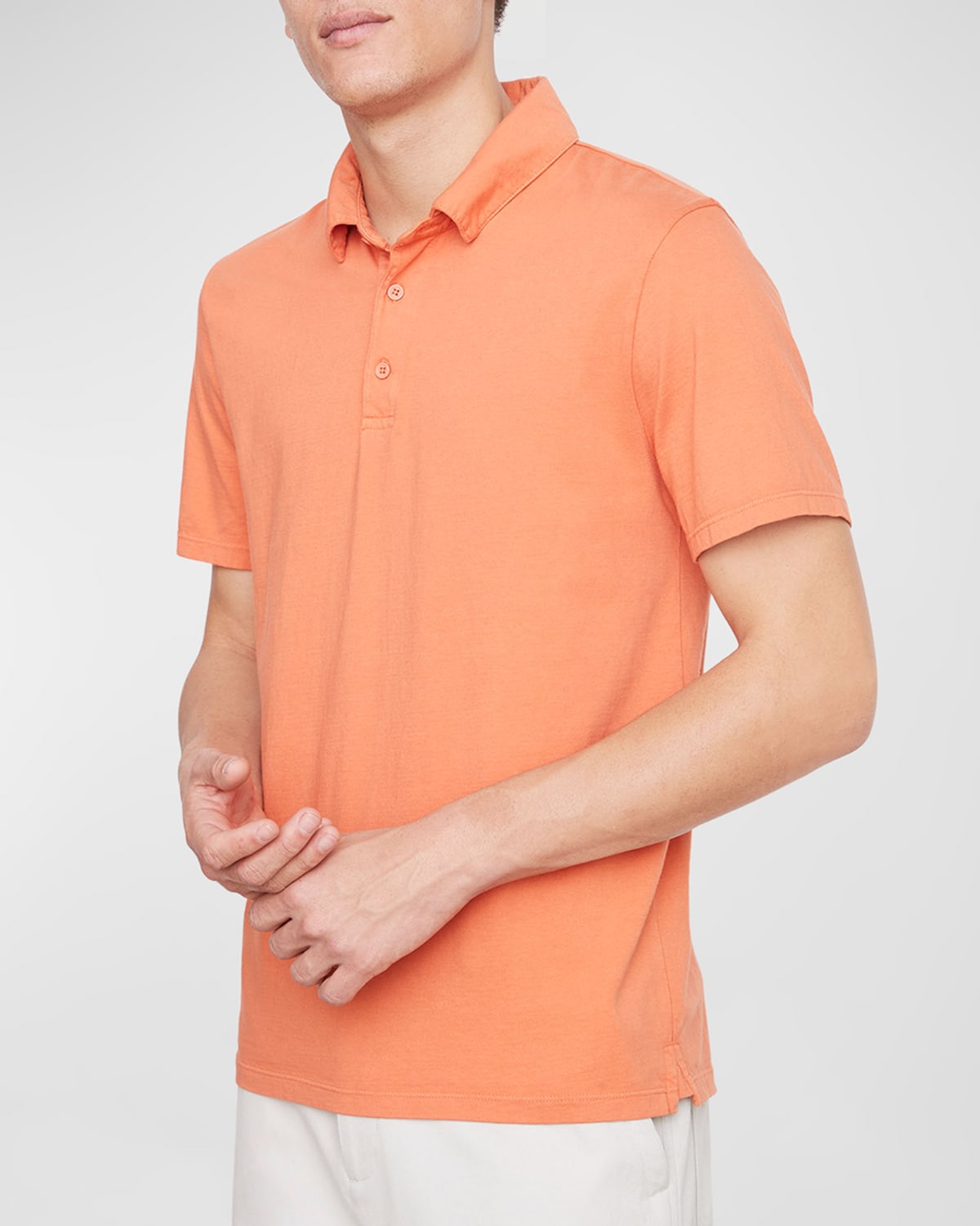 Vince Men's Garment-dyed Polo Shirt In Washed Sun Coral
