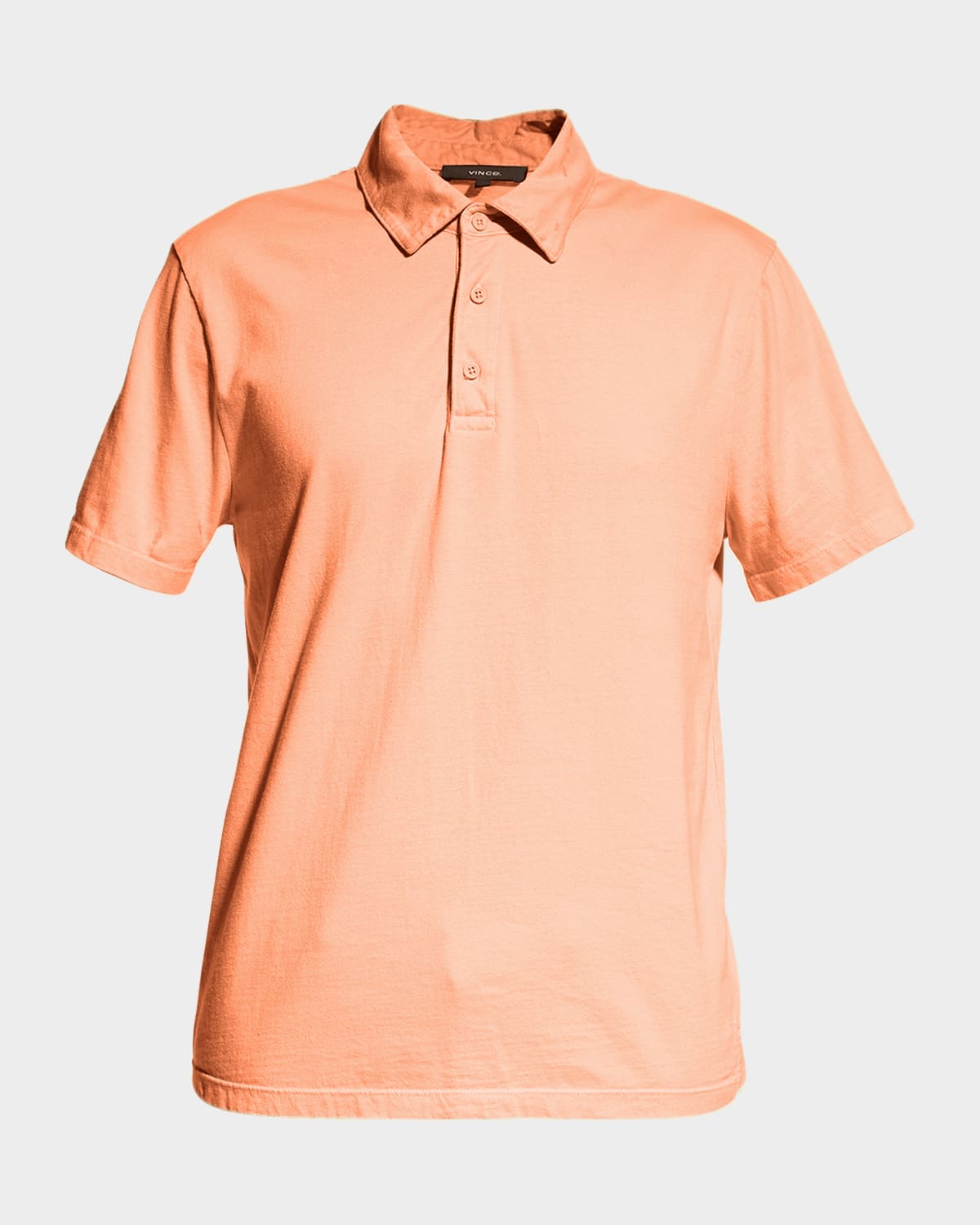 Vince Men's Garment-dyed Polo Shirt In Washed Sun Coral