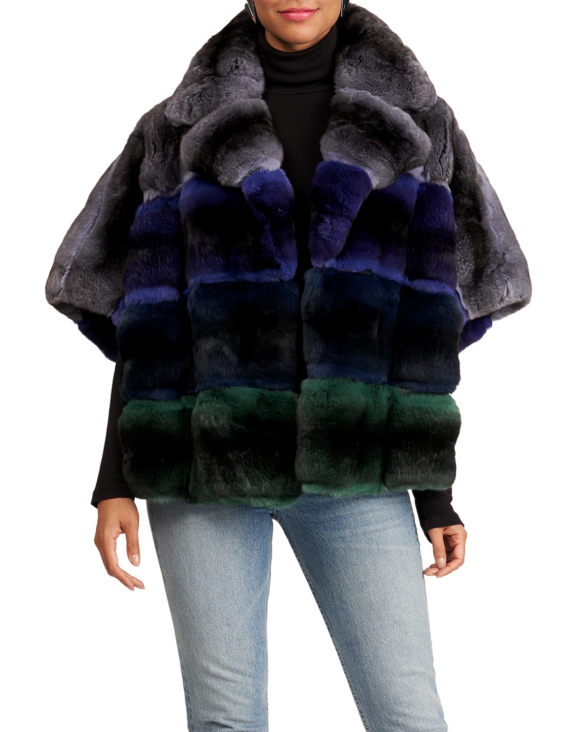 Gianfranco Ferre Horizontal Chinchilla Fur Jacket W/ Short Sleeves