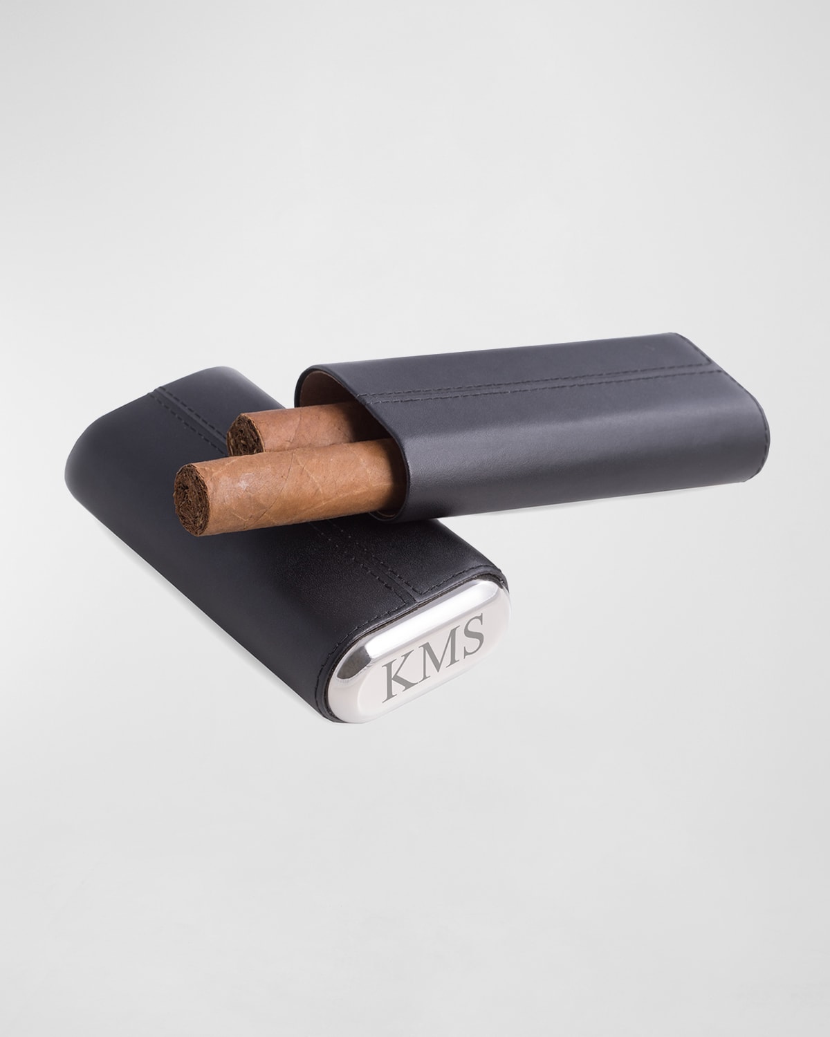 Shop Bey-berk Men's Personalized Travel Cigar Case In Black