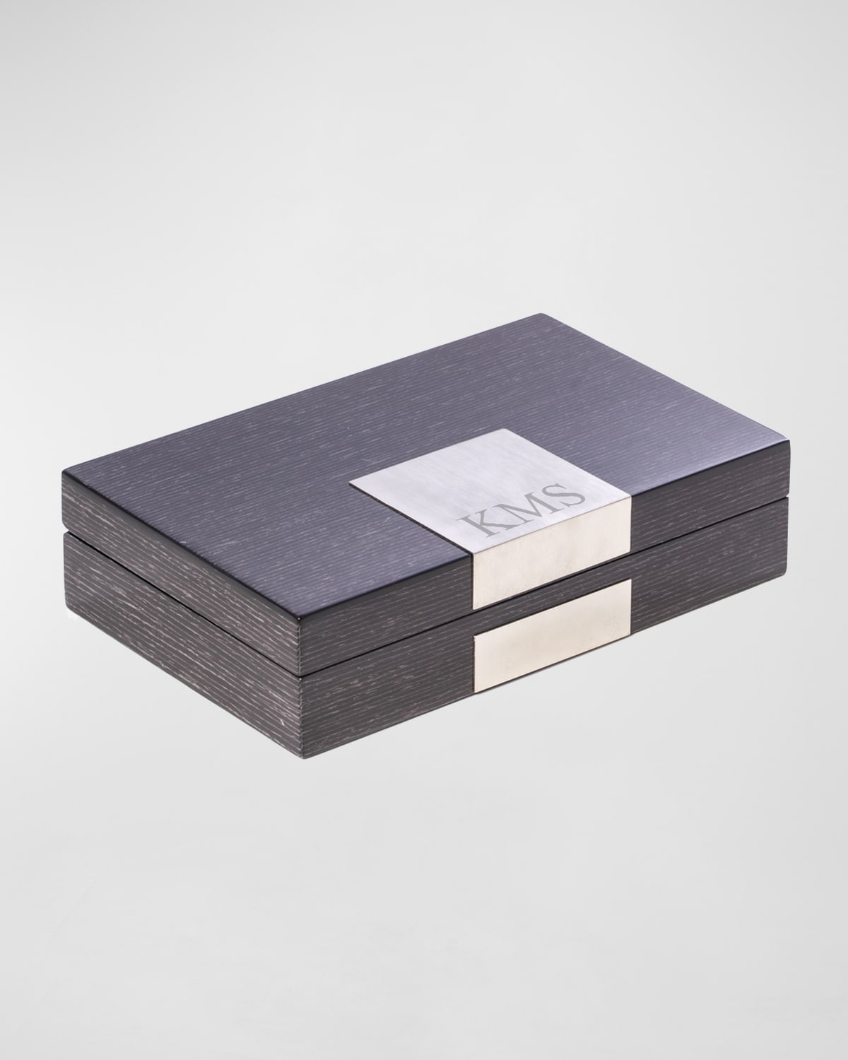 Bey-berk Men's Personalized Wooden Valet Box In Steel