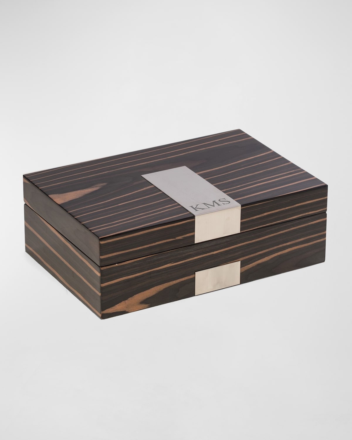 Bey-berk Men's Personalized Wooden Watch Accessory Storage Case In Ebony