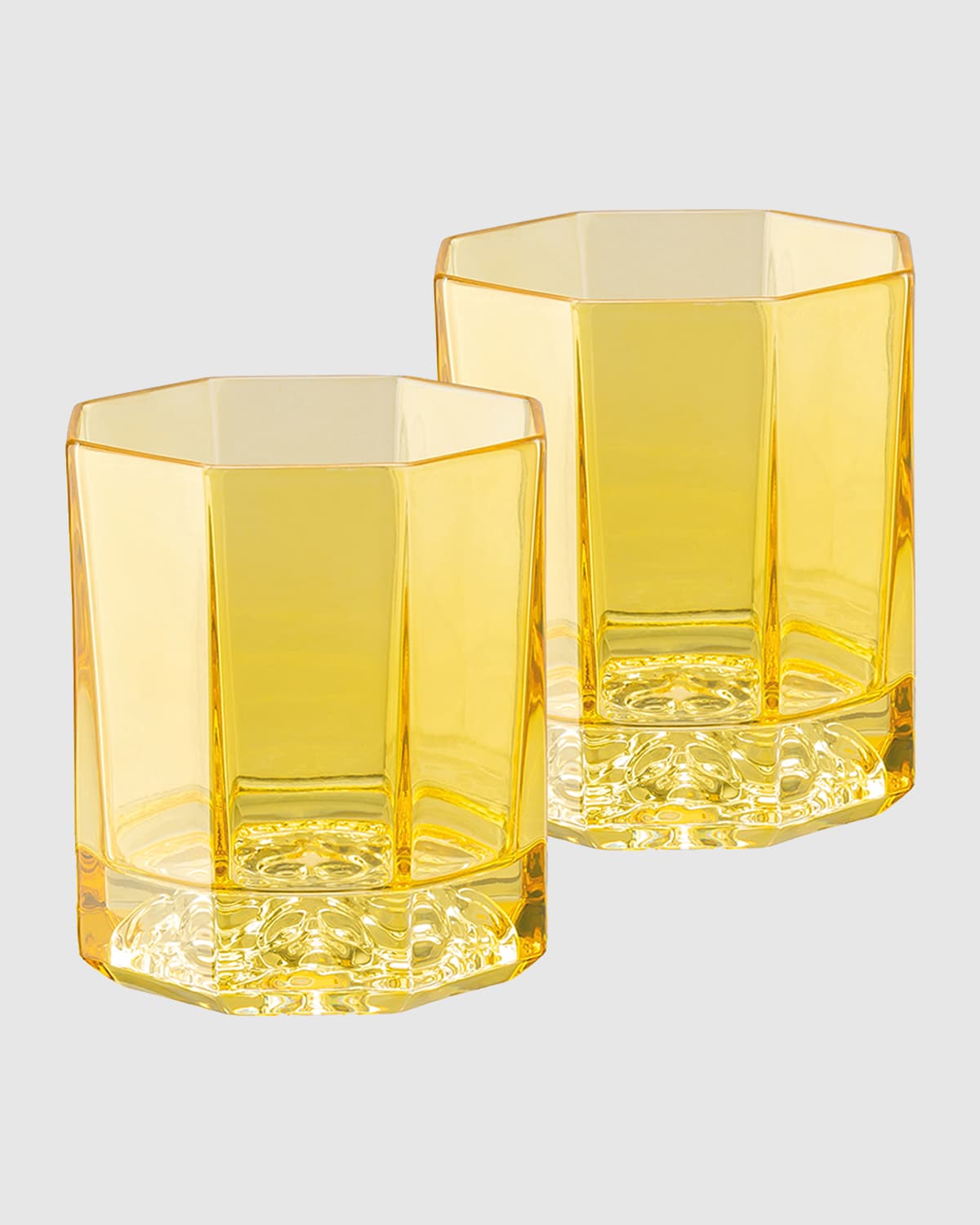 Versace Medusa Lumiere Amber Whiskey Double Old Fashioned Glasses, Set Of 2 In Yellow