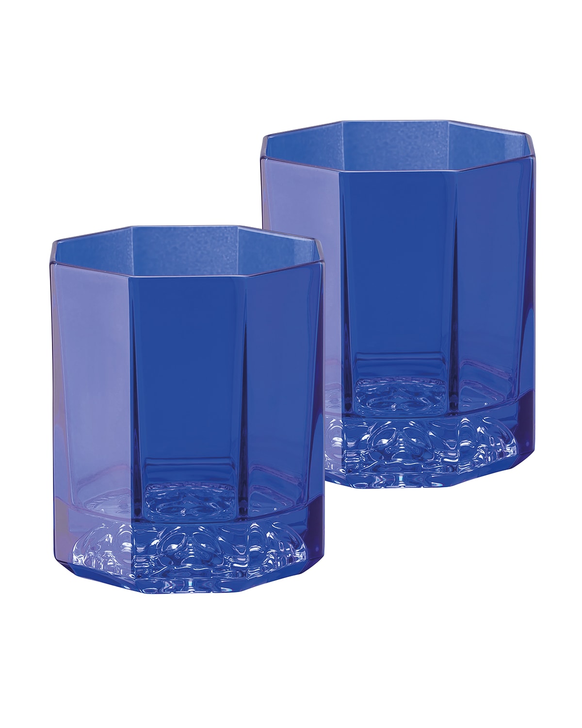Shop Versace Medusa Lumiere Amber Whiskey Double Old Fashioned Glasses, Set Of 2 In Blue