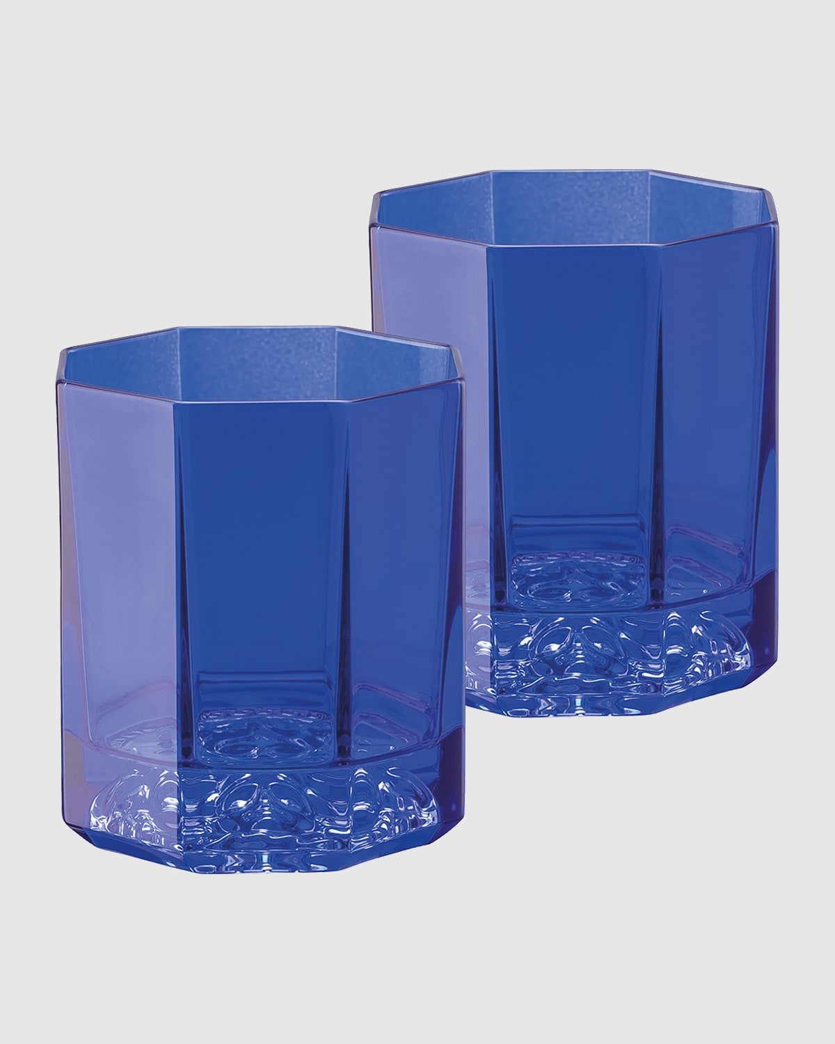 Shop Versace Medusa Lumiere Amber Whiskey Double Old Fashioned Glasses, Set Of 2 In Blue