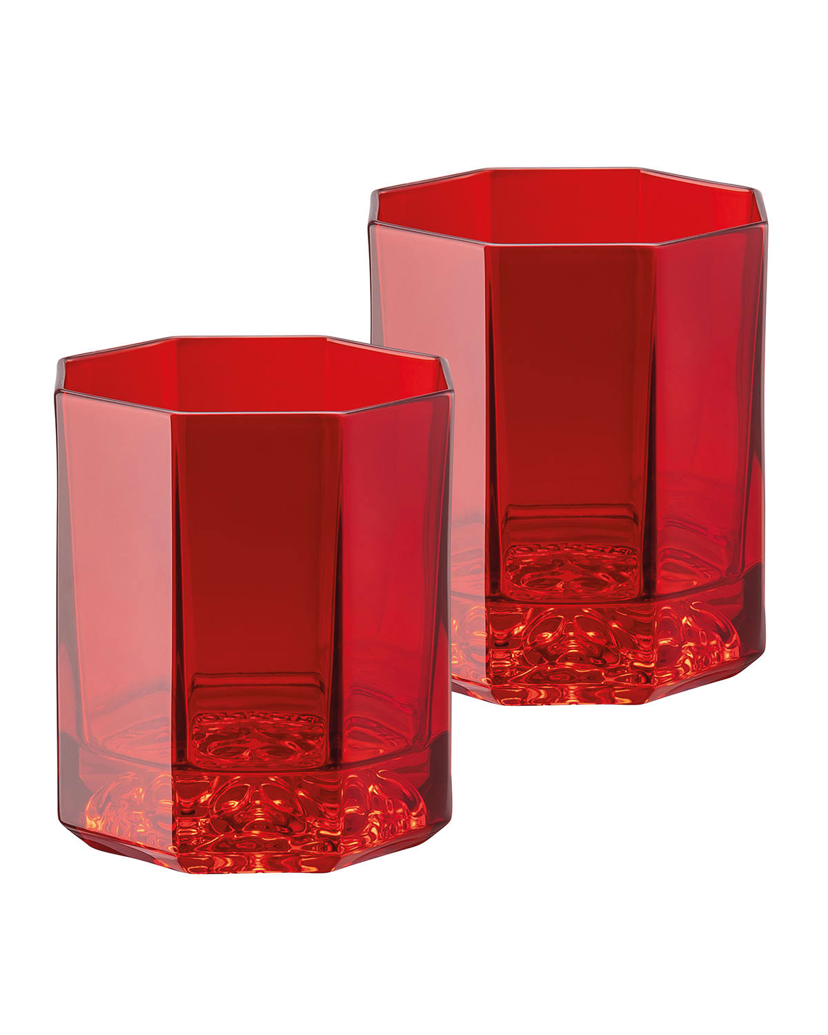 Shop Versace Medusa Lumiere Amber Whiskey Double Old Fashioned Glasses, Set Of 2 In Red
