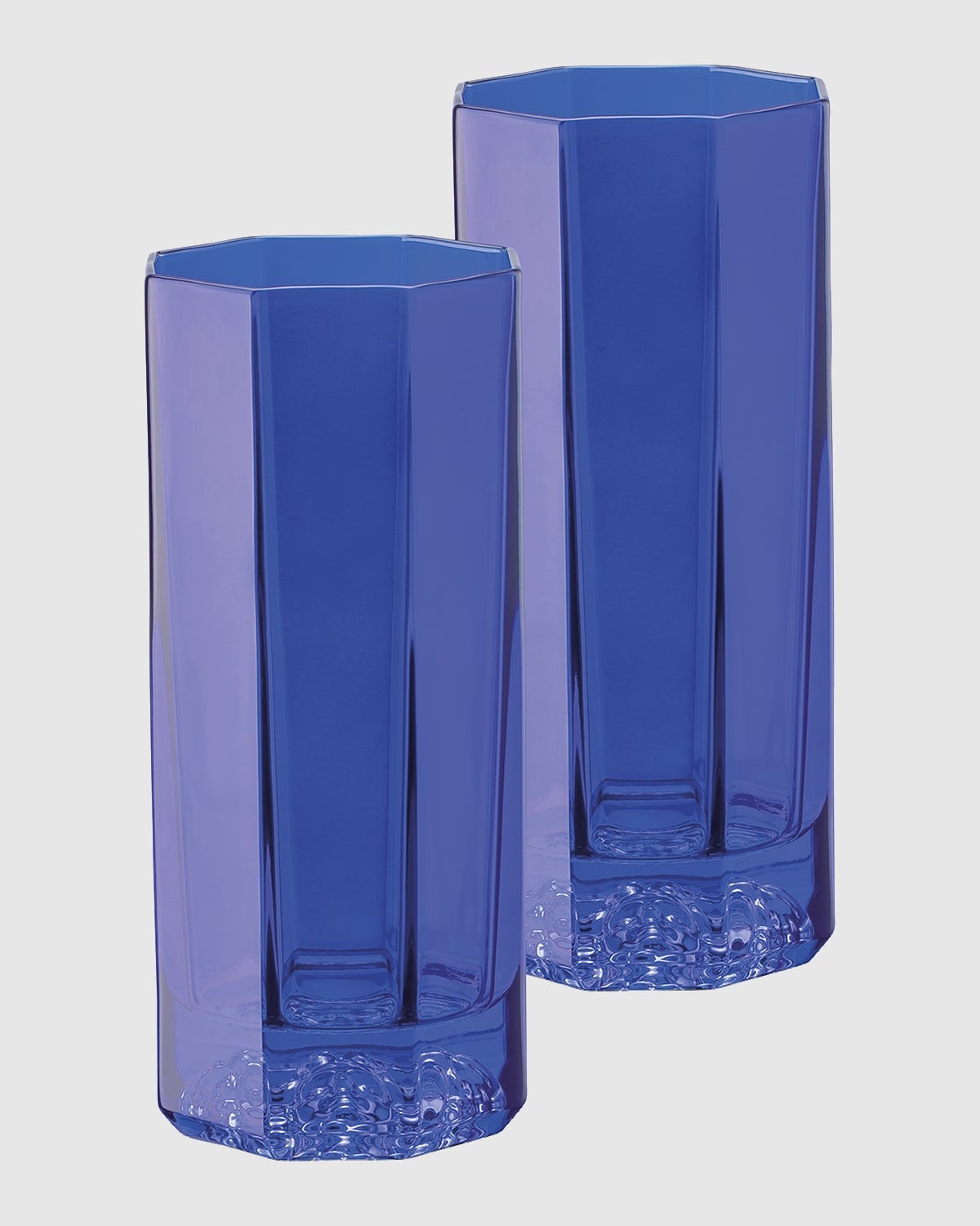 Shop Versace Medusa Lumiere Amber Long Drinking Glasses, Set Of 2 In Blue