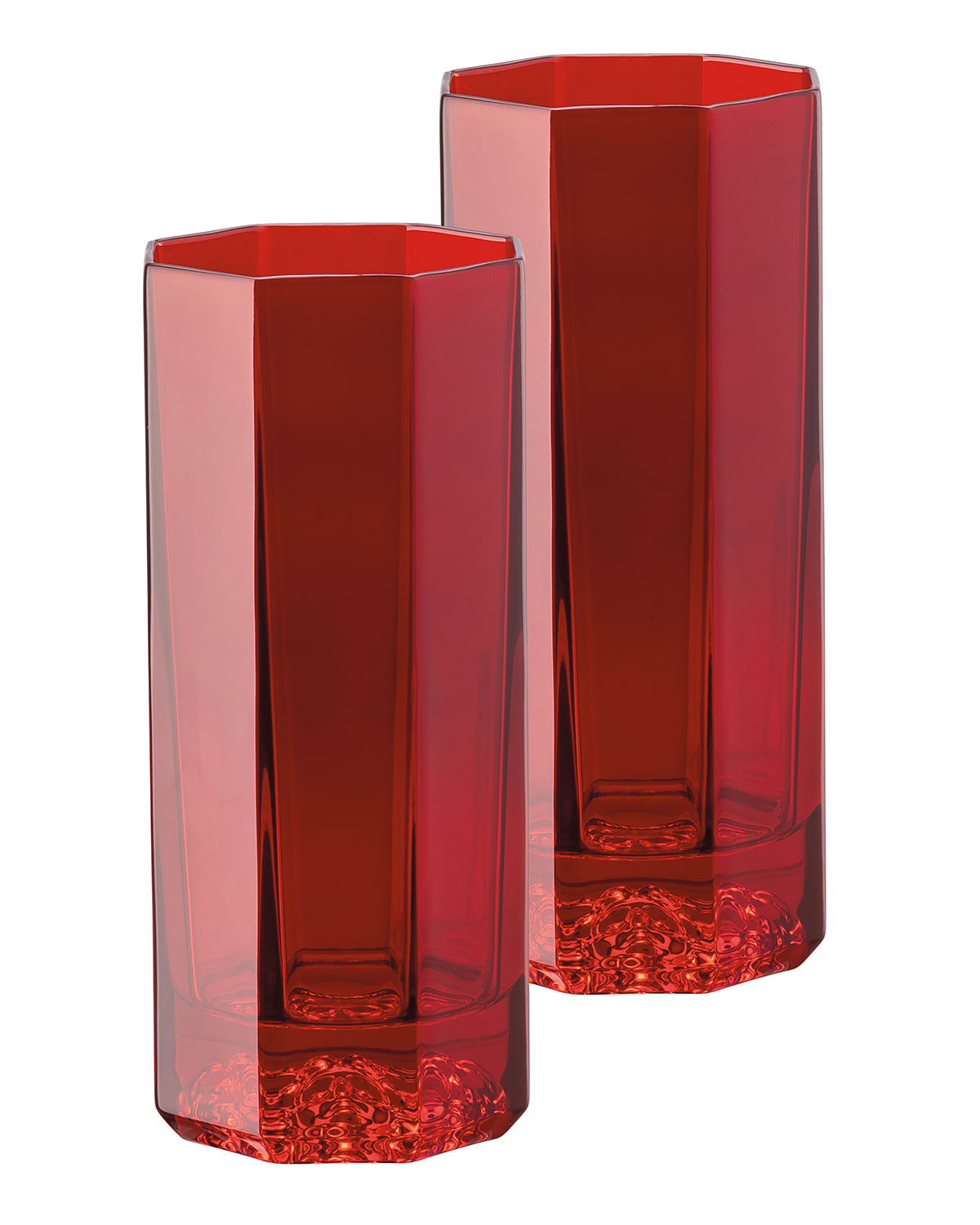 Shop Versace Medusa Lumiere Amber Long Drinking Glasses, Set Of 2 In Red