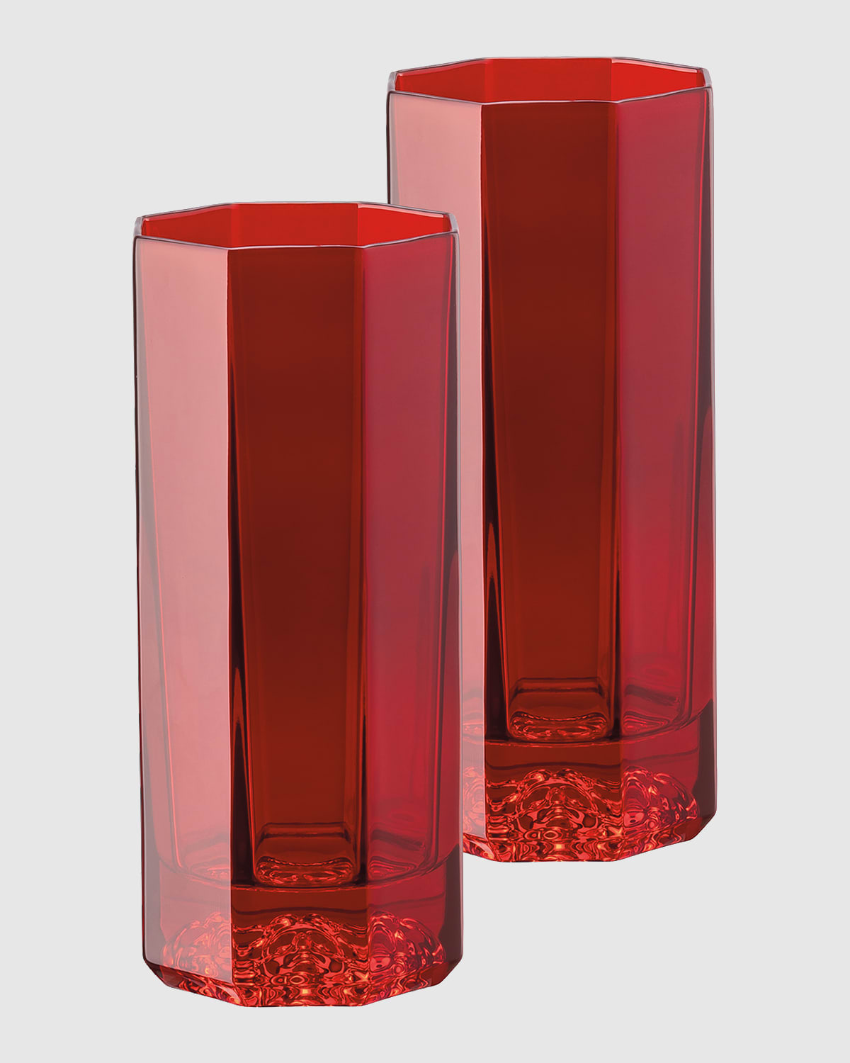 Shop Versace Medusa Lumiere Amber Long Drinking Glasses, Set Of 2 In Red