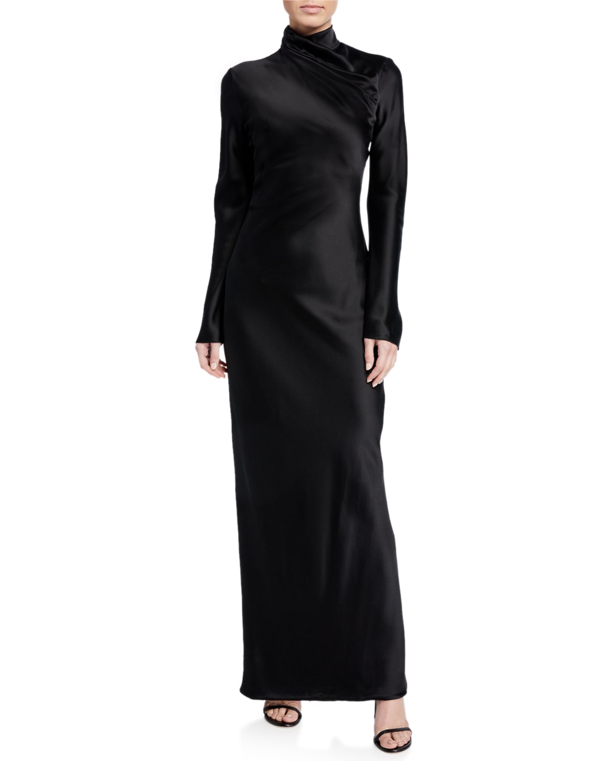 Silk Wrapped Mock-Neck Column Gown