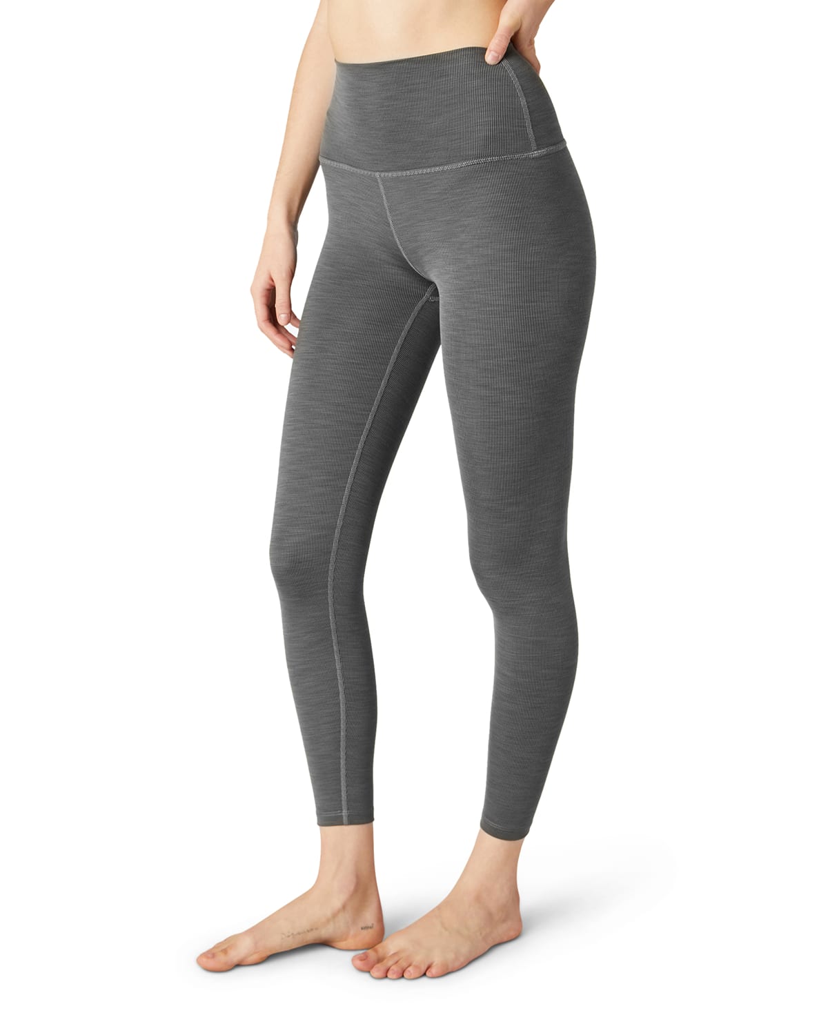 Heathered Rib High-Waist Midi Leggings