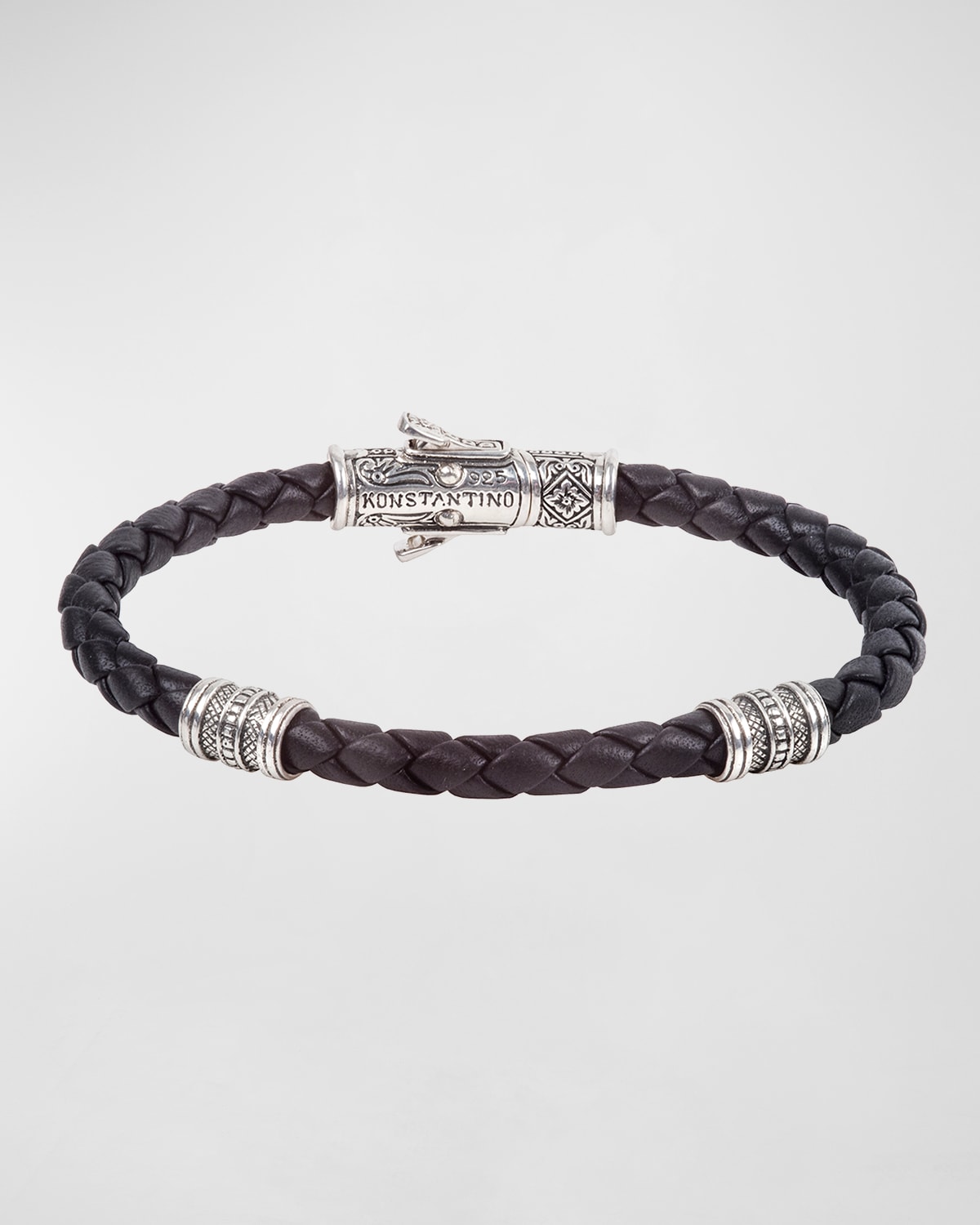 Sterling Silver Braided Leather Bracelet