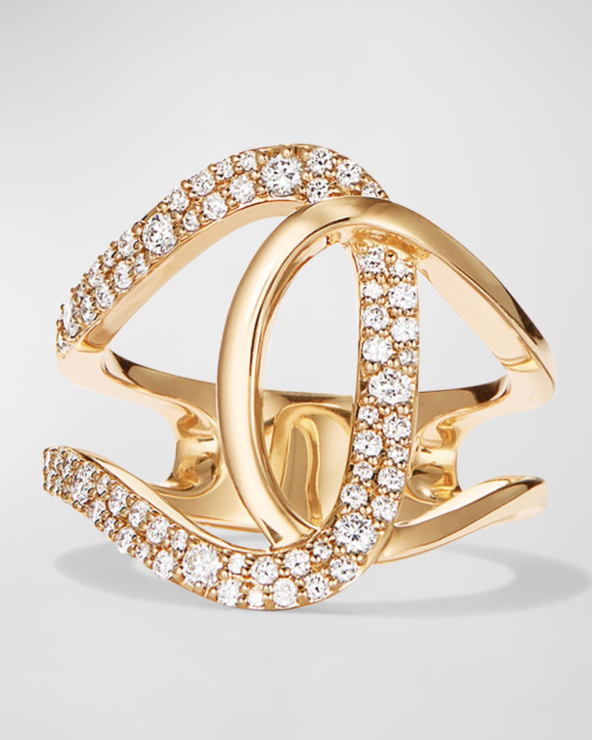 LANA JEWELRY Mega Flawless Illuminating 14k Gold Diamond Interlock Ring, Size 7