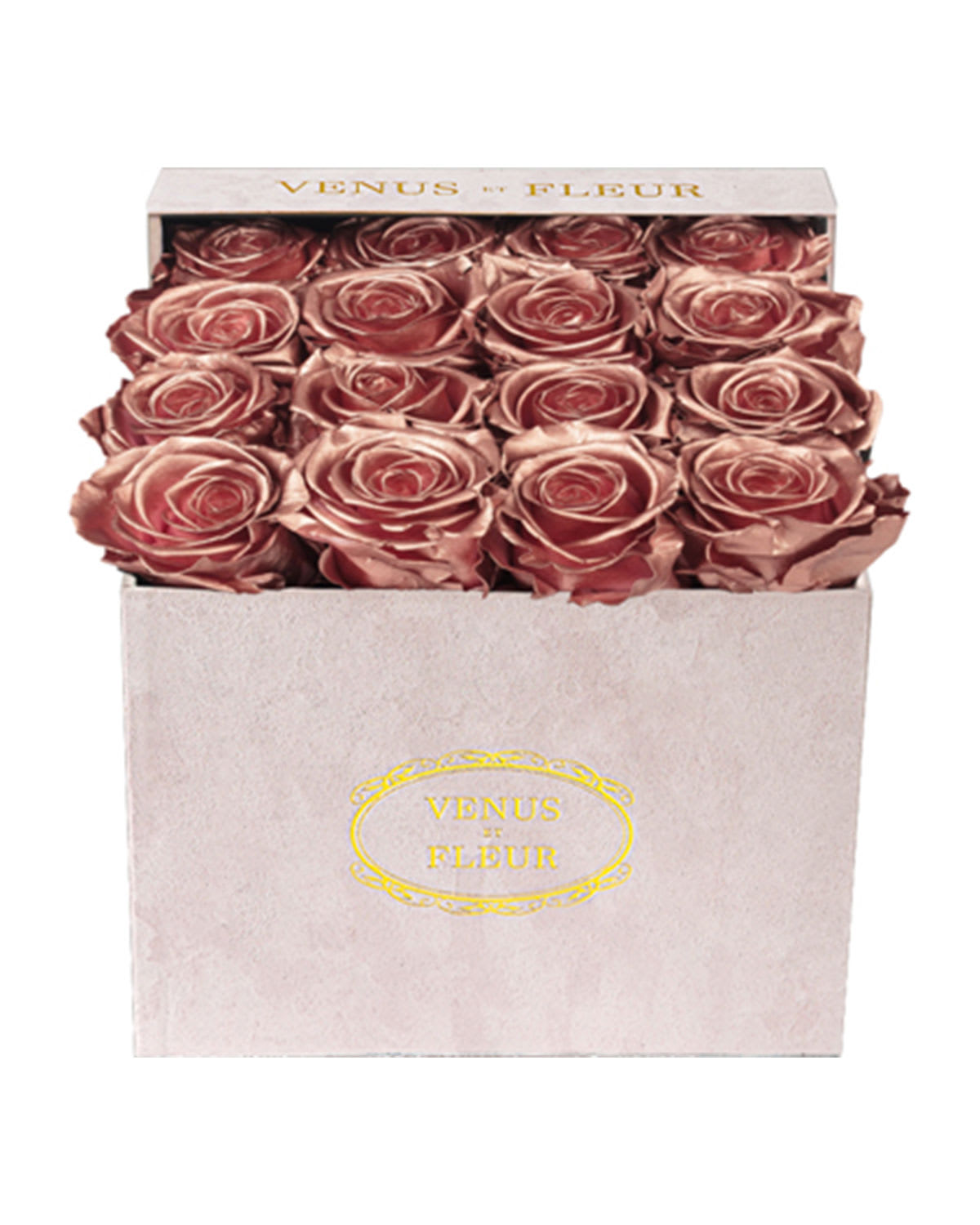 Shop Venus Et Fleur Suede Small Square Rose Box In Rose Gold