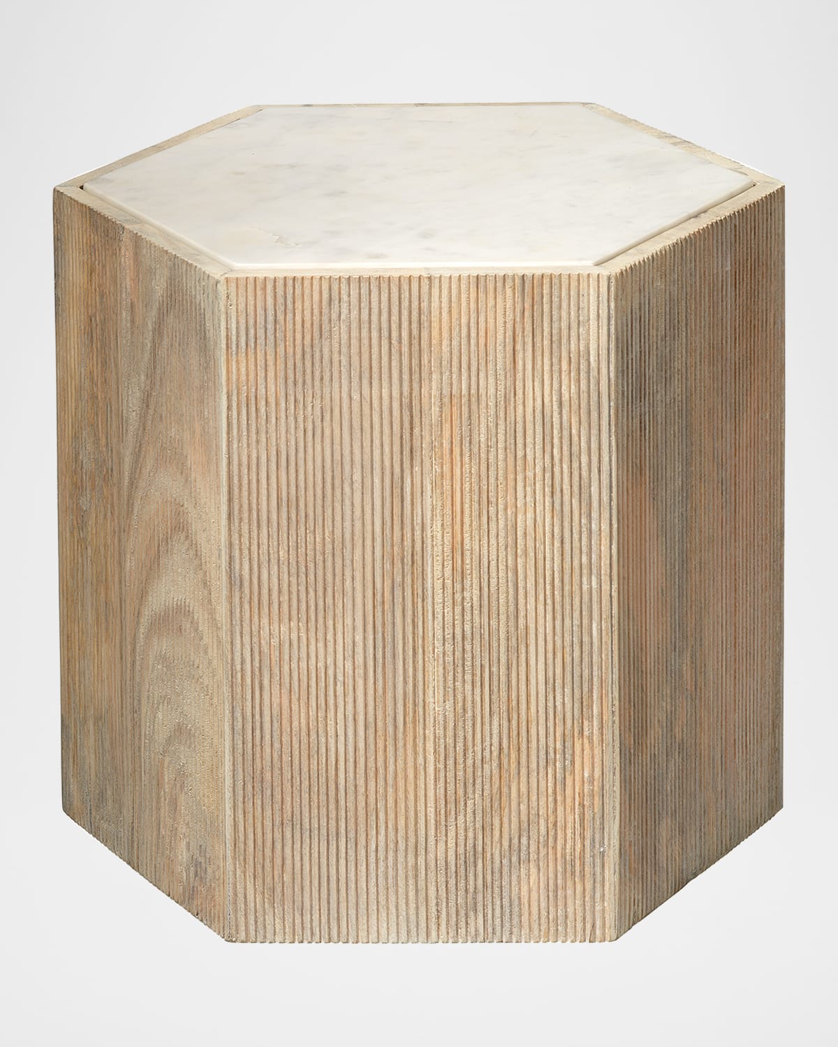 Jamie Young Large Argon Hexagon Side Table In Natural And White