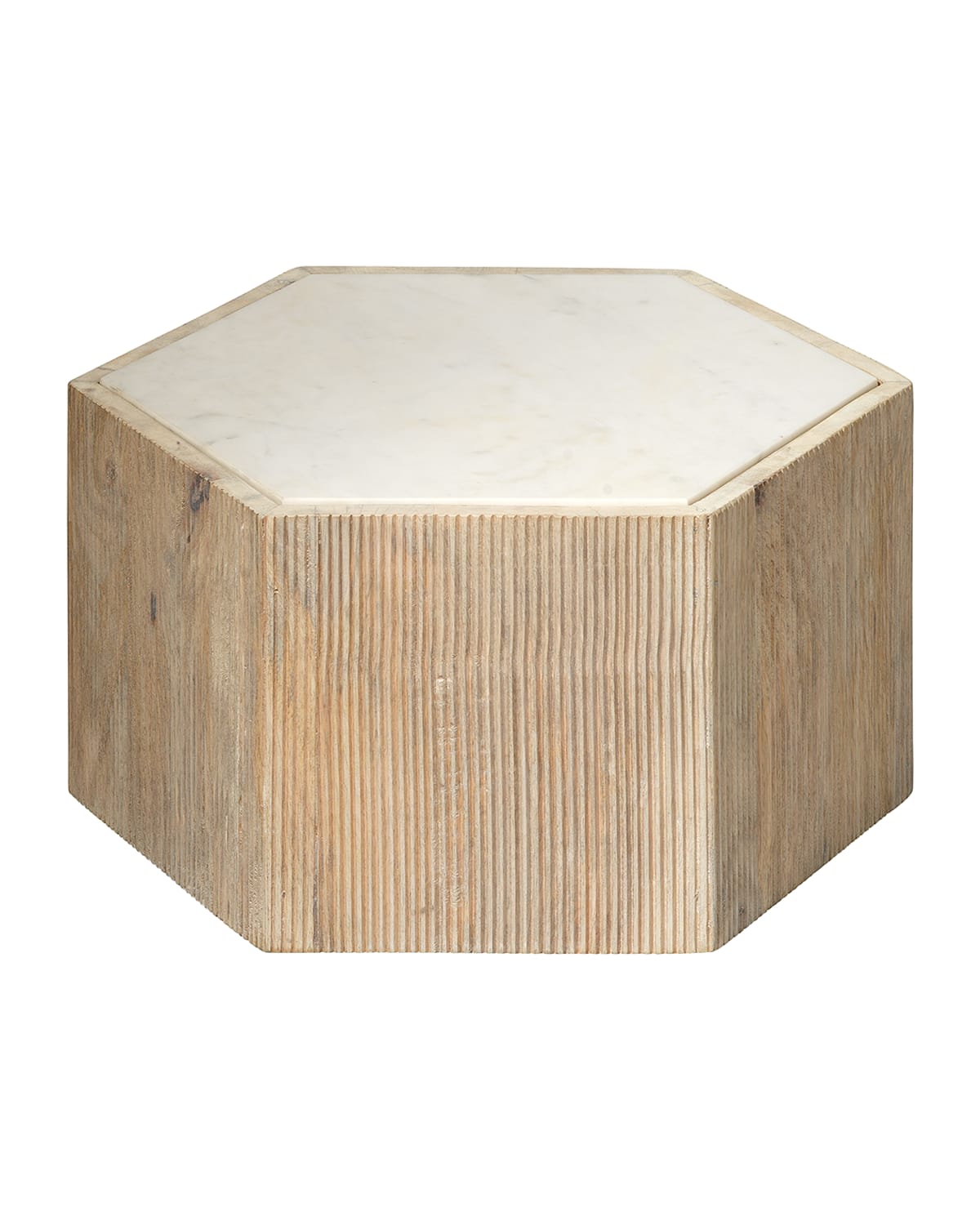 Jamie Young Small Argon Hexagon Side Table In Natural And White