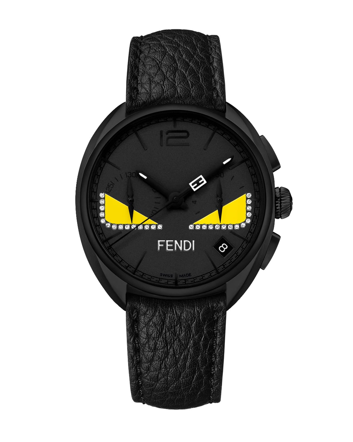 Fendi Men's 40mm Momento  Bugs Chronograph Leather Watch W/ Diamonds