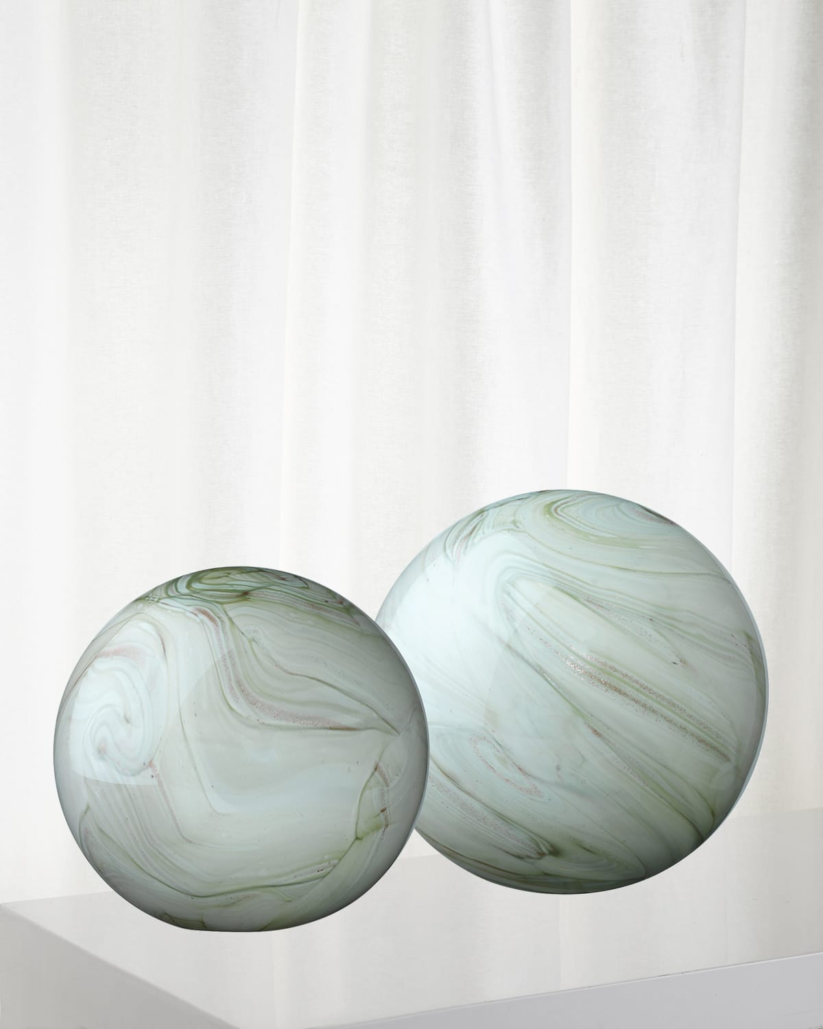 Shop Jamie Young Cosmos Glass Balls, Set Of 2 In Jade