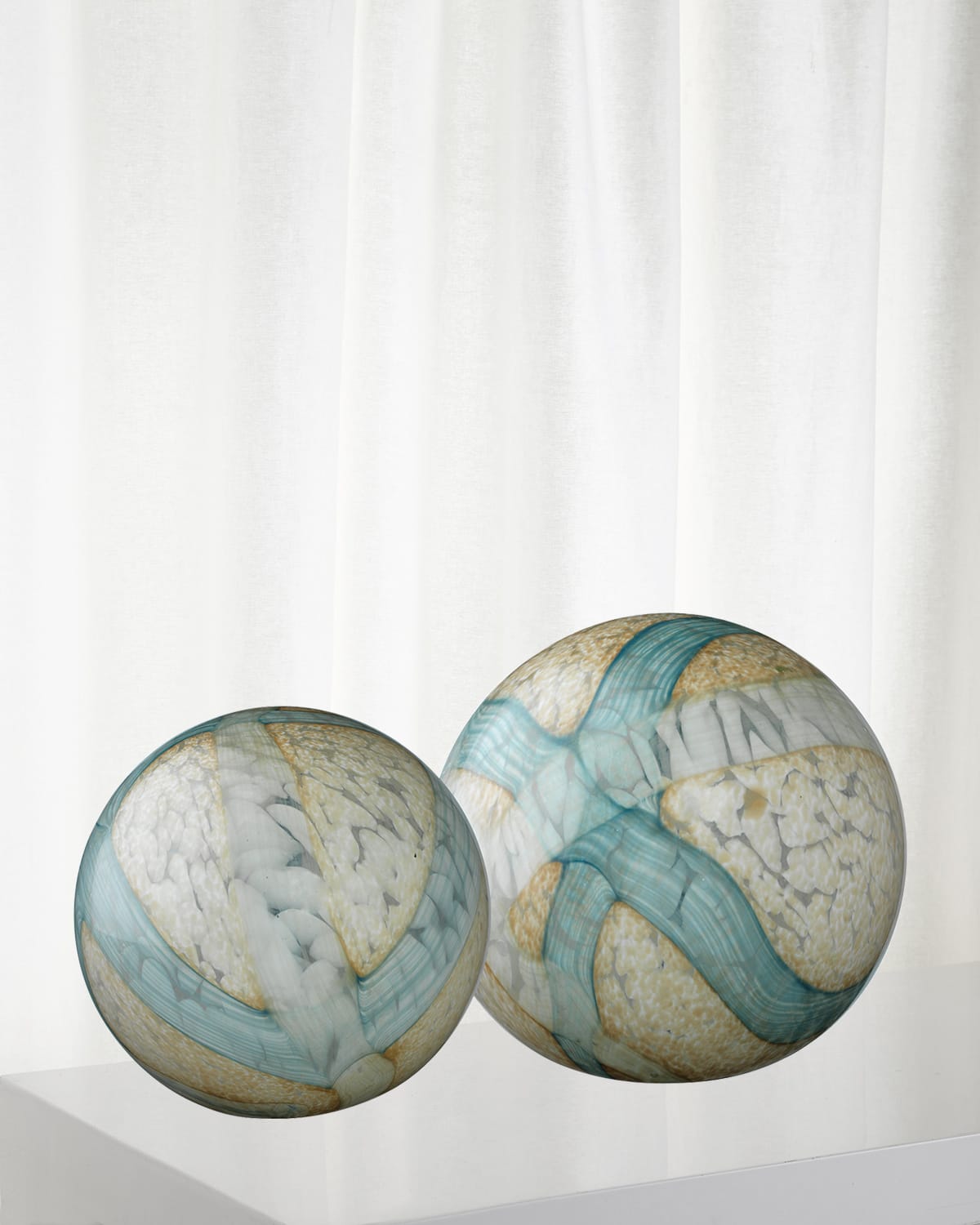 Shop Jamie Young Cosmos Glass Balls, Set Of 2 In Blue Gold