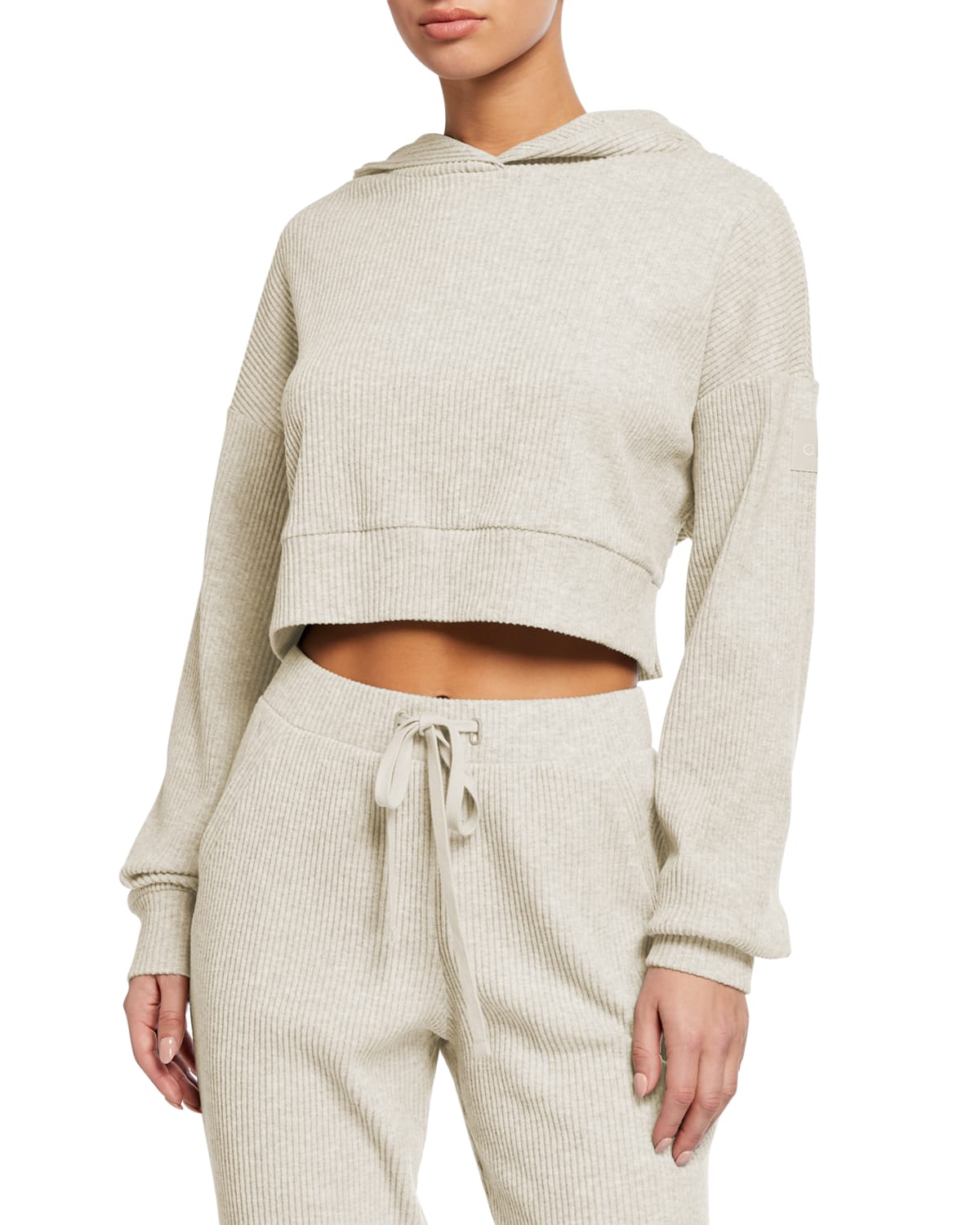 Alo Yoga Muse Ribbed Hoodie Sweatshirt In Gray
