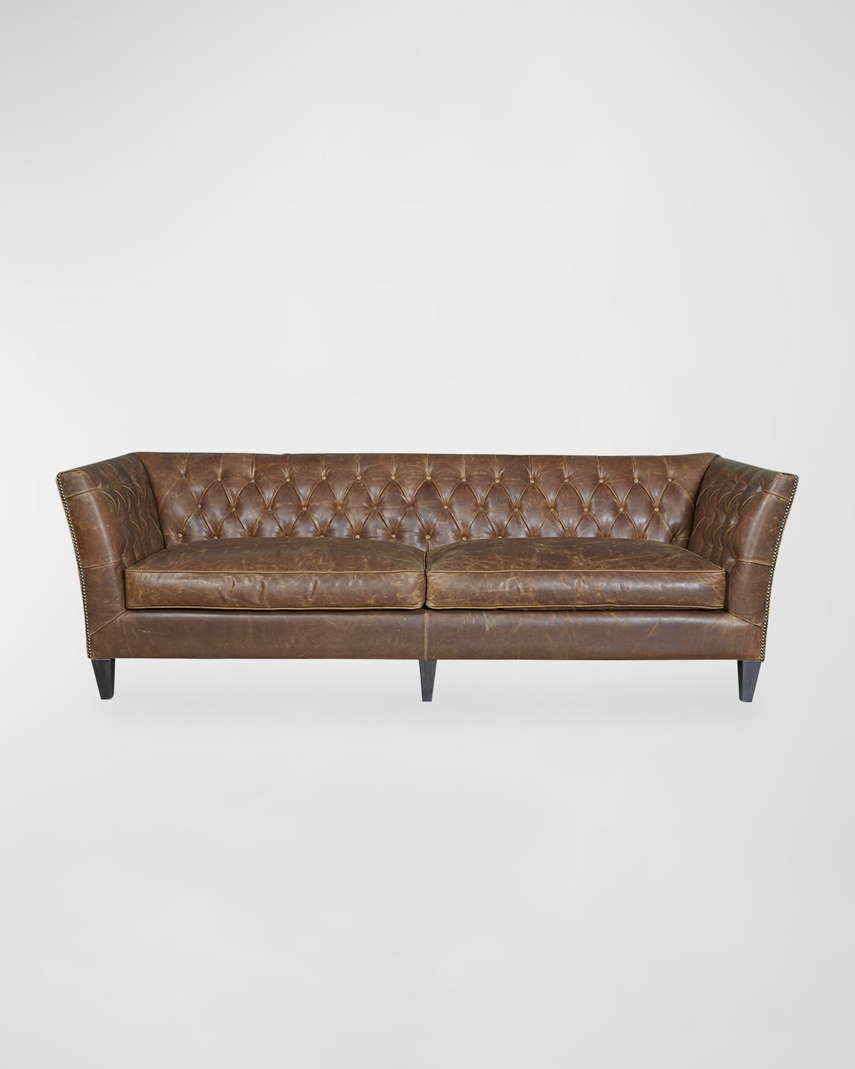 Universal Furniture Schmidt Tufted Leather Sofa, 98" In Chestnut
