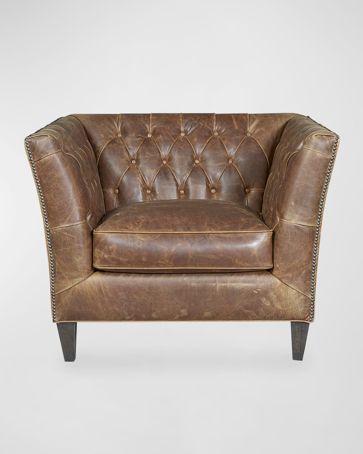 Universal Furniture Schmidt Tufted Leather Chair In Chestnut