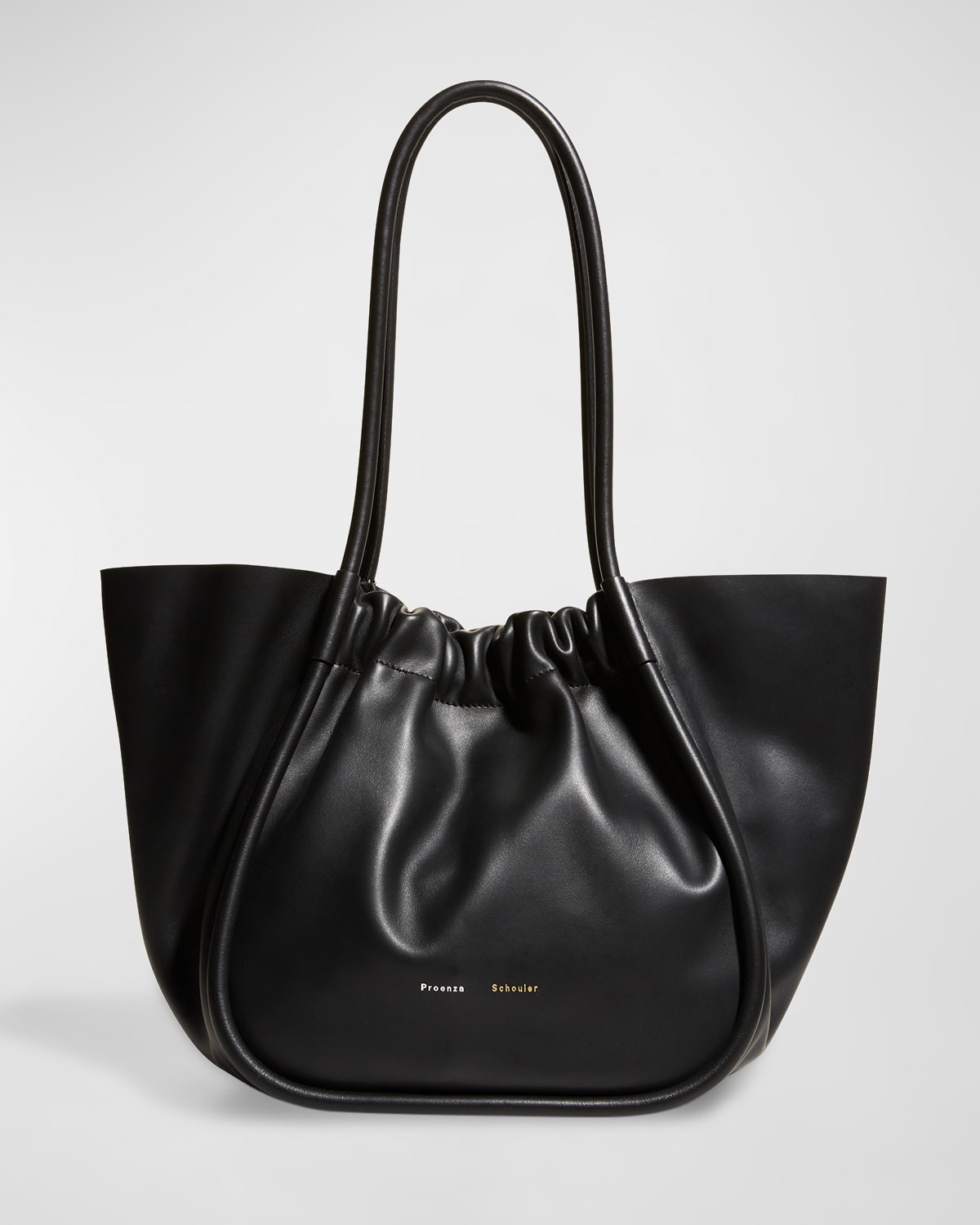 Proenza Schouler Large Ruched Smooth Leather Tote Bag In Black