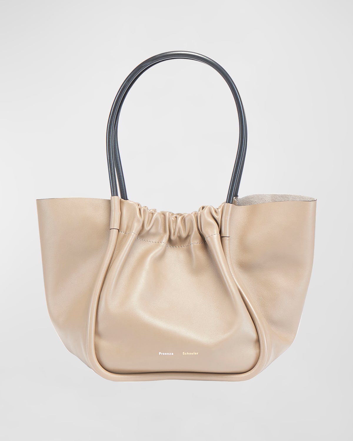 Proenza Schouler Large Ruched Smooth Leather Tote Bag In Taupe