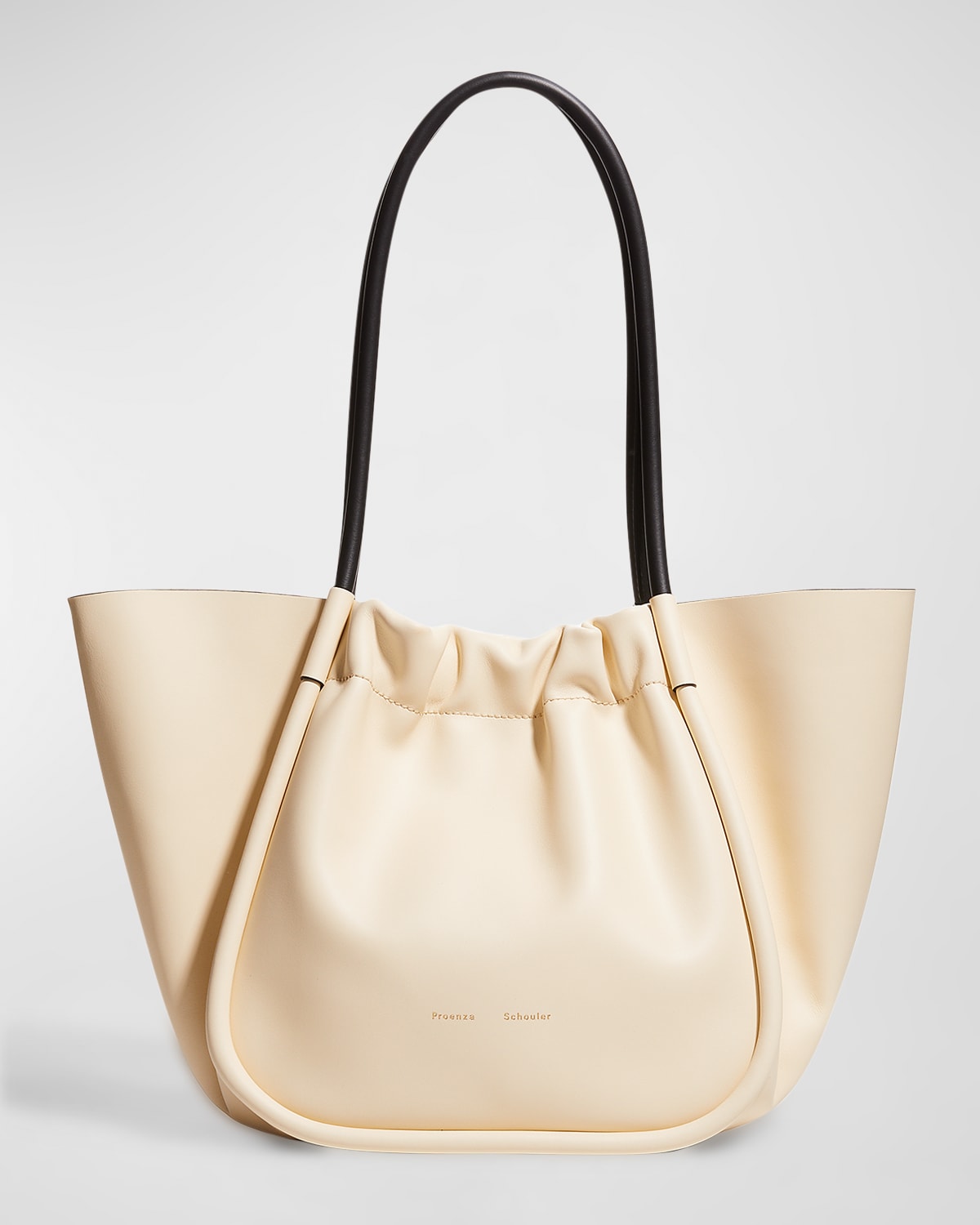 Proenza Schouler Large Ruched Smooth Leather Tote Bag In Pale Sand