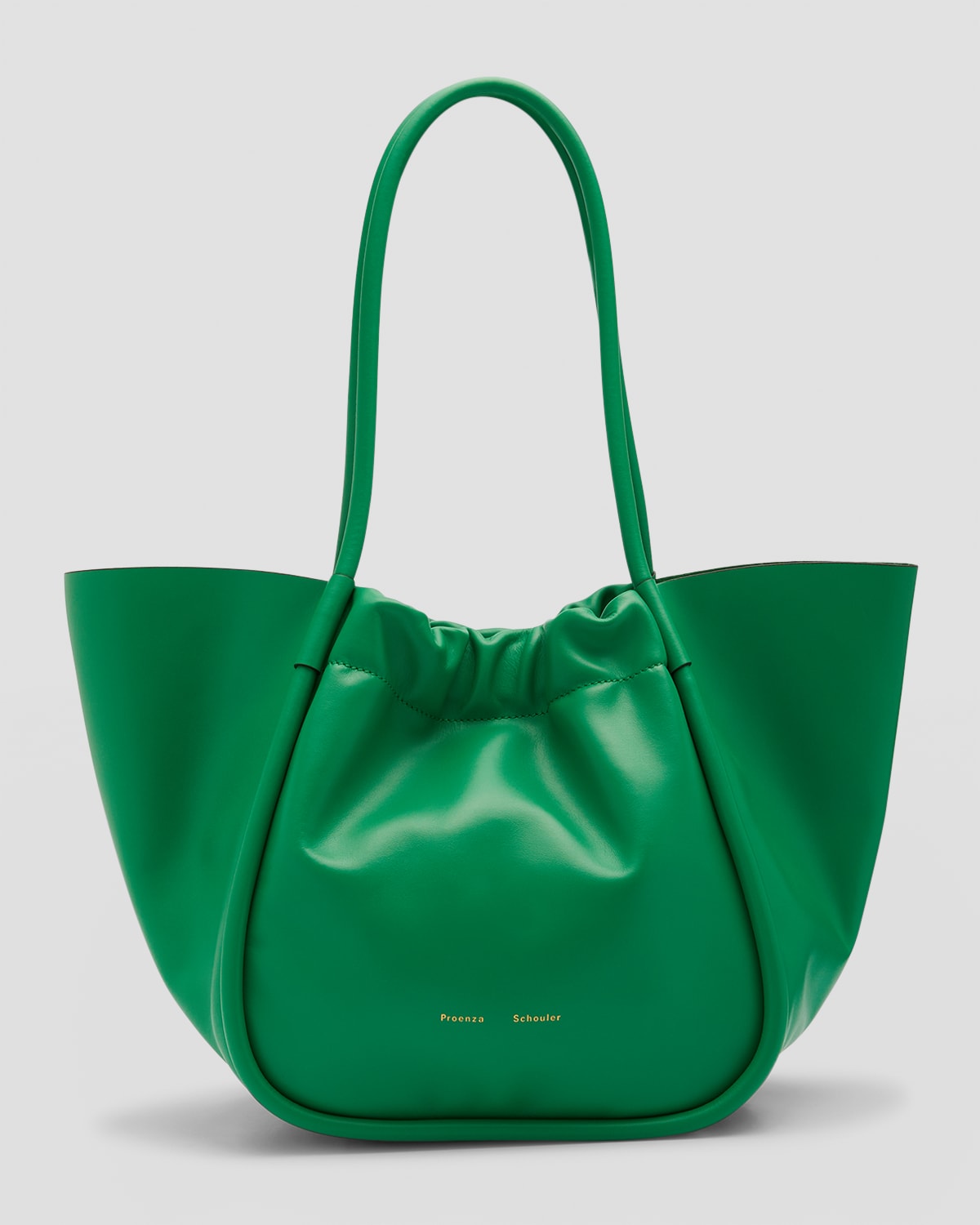 Proenza Schouler Large Ruched Smooth Leather Tote Bag In 323 Bottle Green