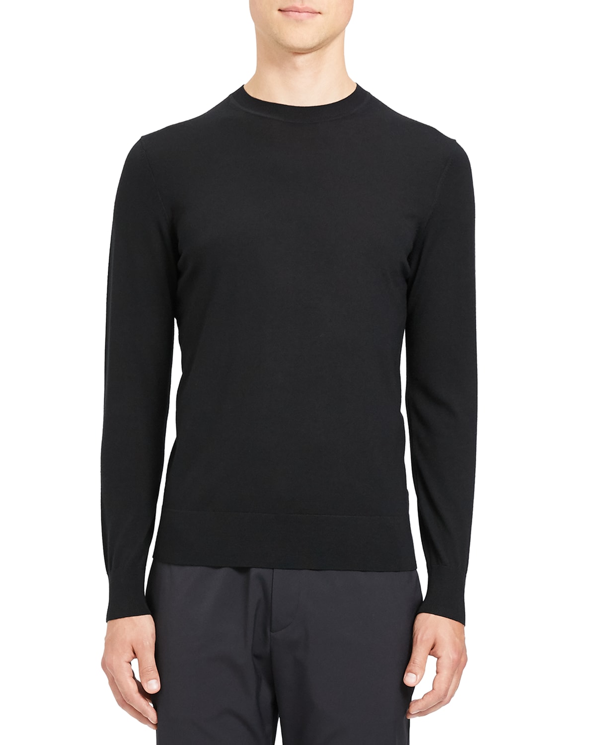 Shop Theory Men's Regal Wool Crewneck Sweater In Black
