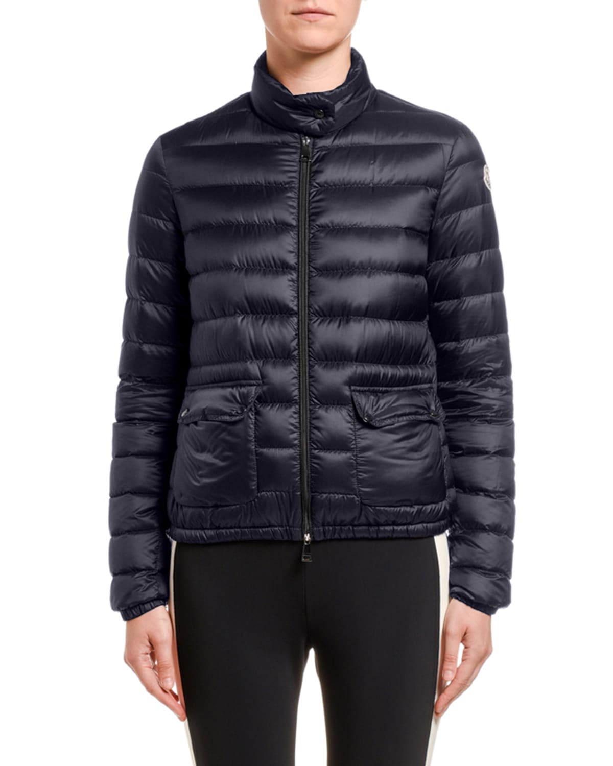 Moncler Lans Collared Down Jacket In Navy