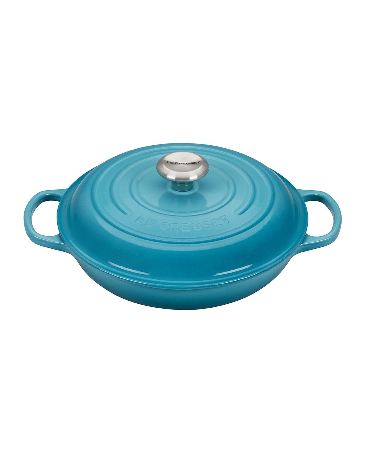 Shop Le Creuset 2.25-qt. Signature Braiser With Stainless Steel Knob In Caribbean
