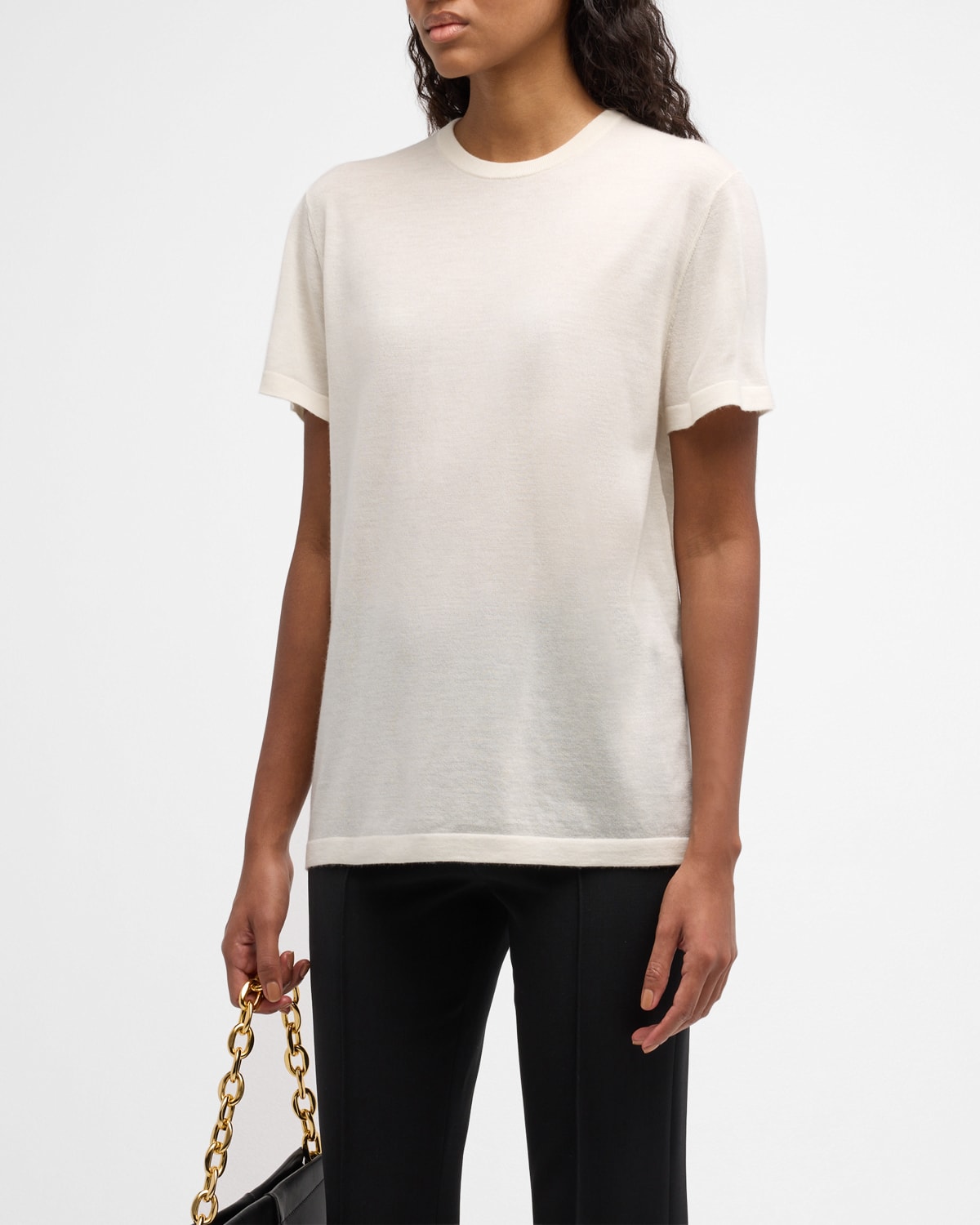 Shop Co Cashmere Short-sleeve T-shirt In Ivory