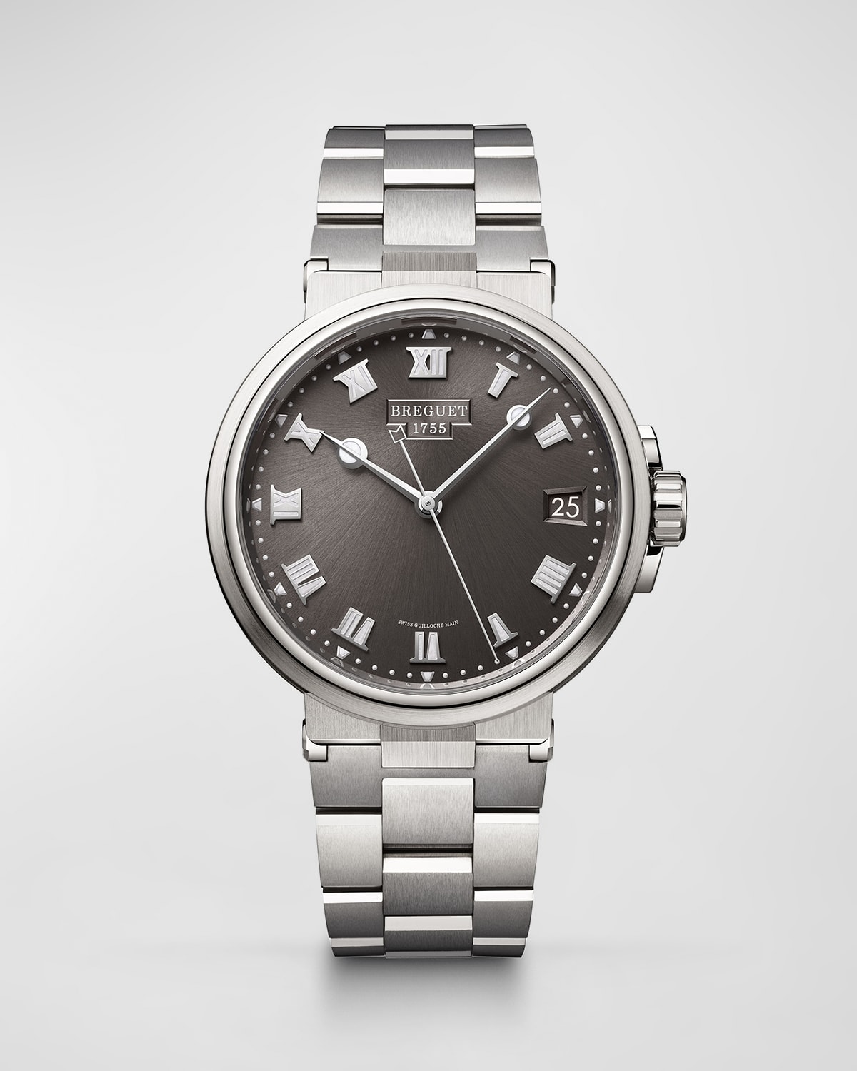 Breguet 40mm Marine Titanium Date Watch w/ Bracelet Strap, Brown