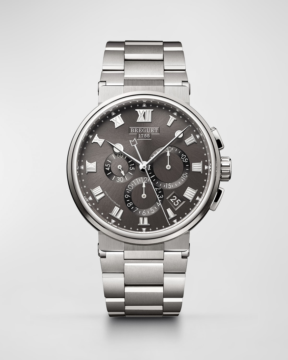 42mm Marine Titanium Chronograph Watch w/ Bracelet Strap, Brown